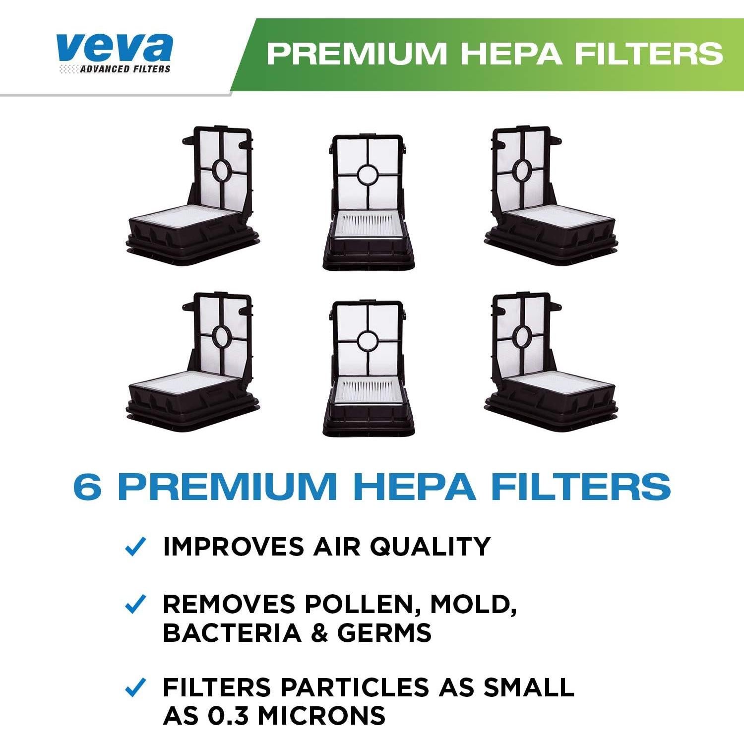 Conjunto de 6 Filtros HEPA VEVA para Aspiradoras Bissell 1866