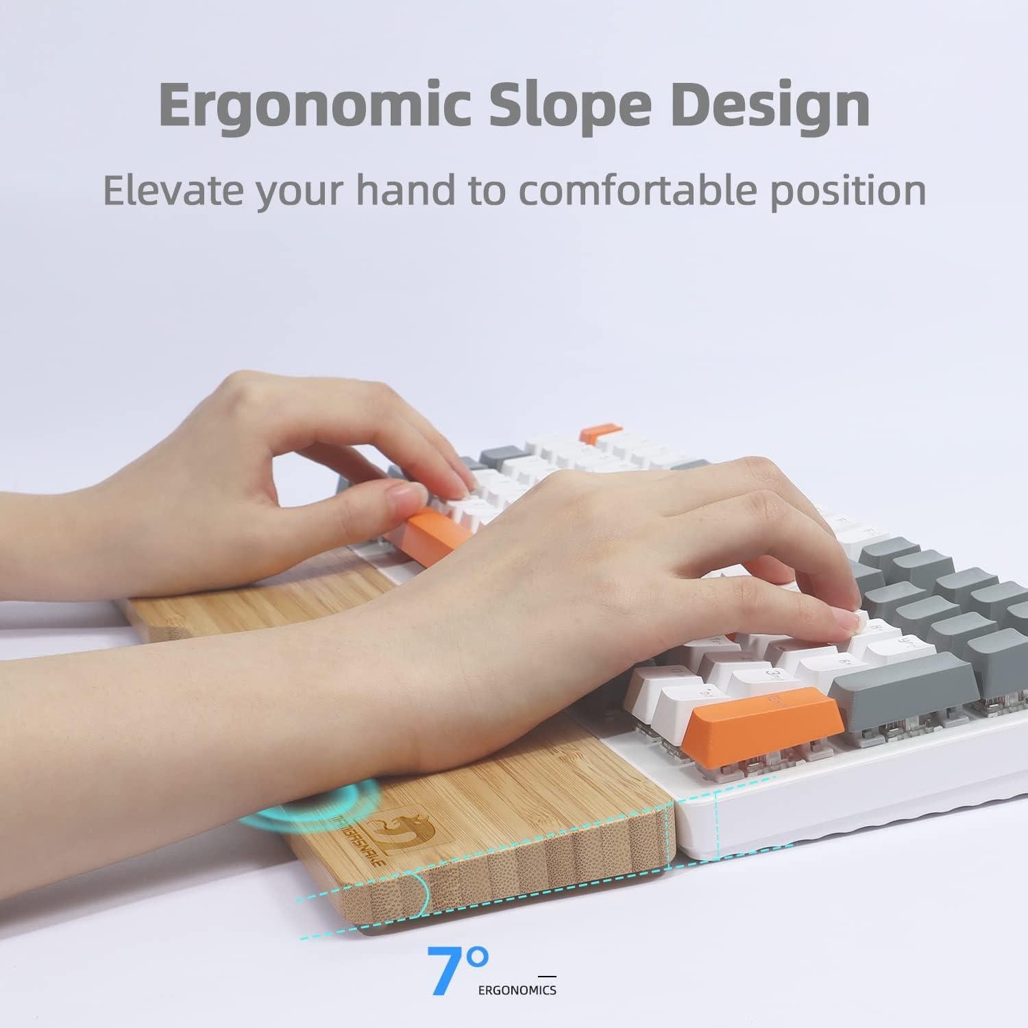 Reposamuñecas Ergonómico de Bambú MANBASNAKE 41.8x8x2.5cm