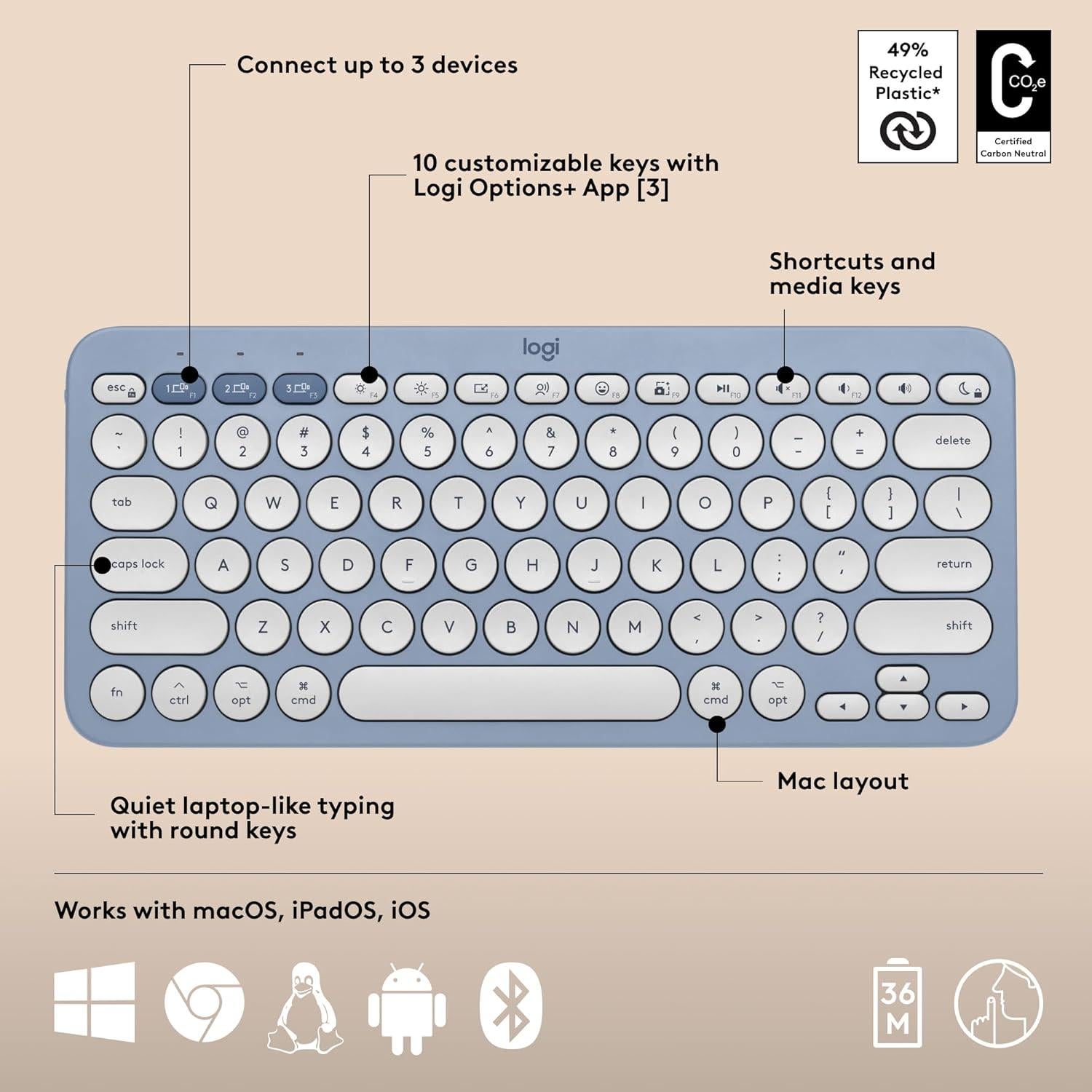 Combo Logitech Pebble 2 para Mac, Teclado y Ratón Inalámbricos