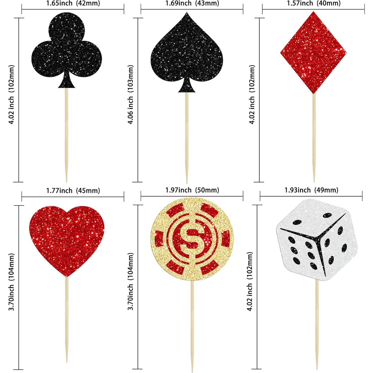 Ephlyn 24Pcs Decoraciones para Cupcakes Casino Las Vegas