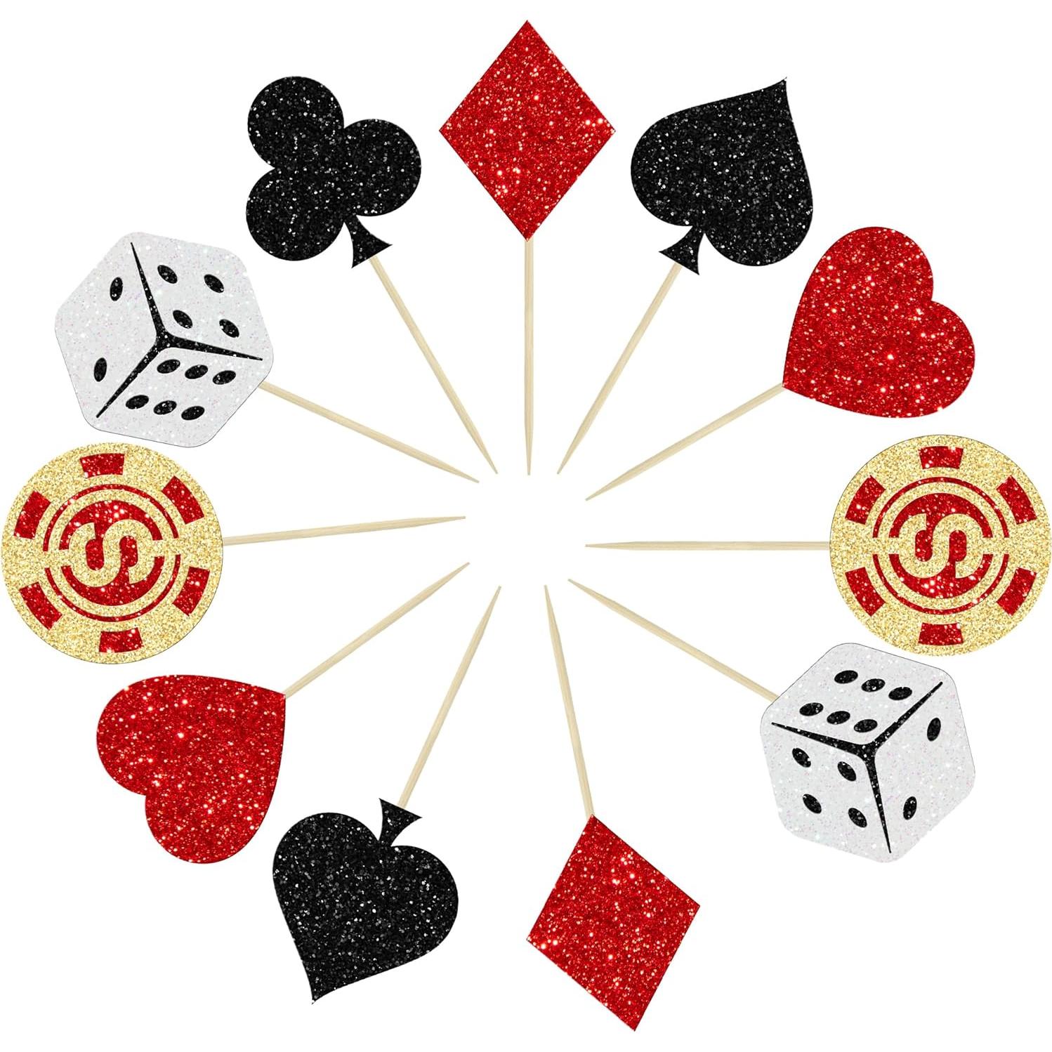 Ephlyn 24Pcs Decoraciones para Cupcakes Casino Las Vegas