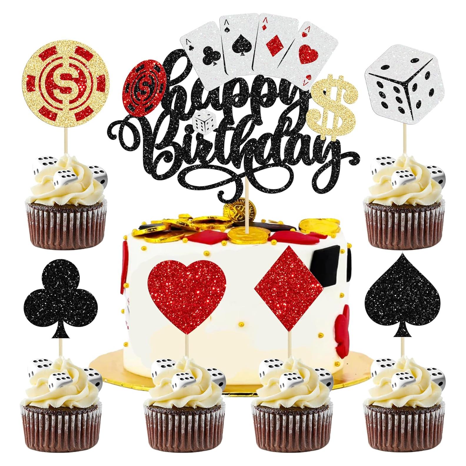 Toppers de Cupcake de Casino Ephlyn 25 Piezas Decorativos