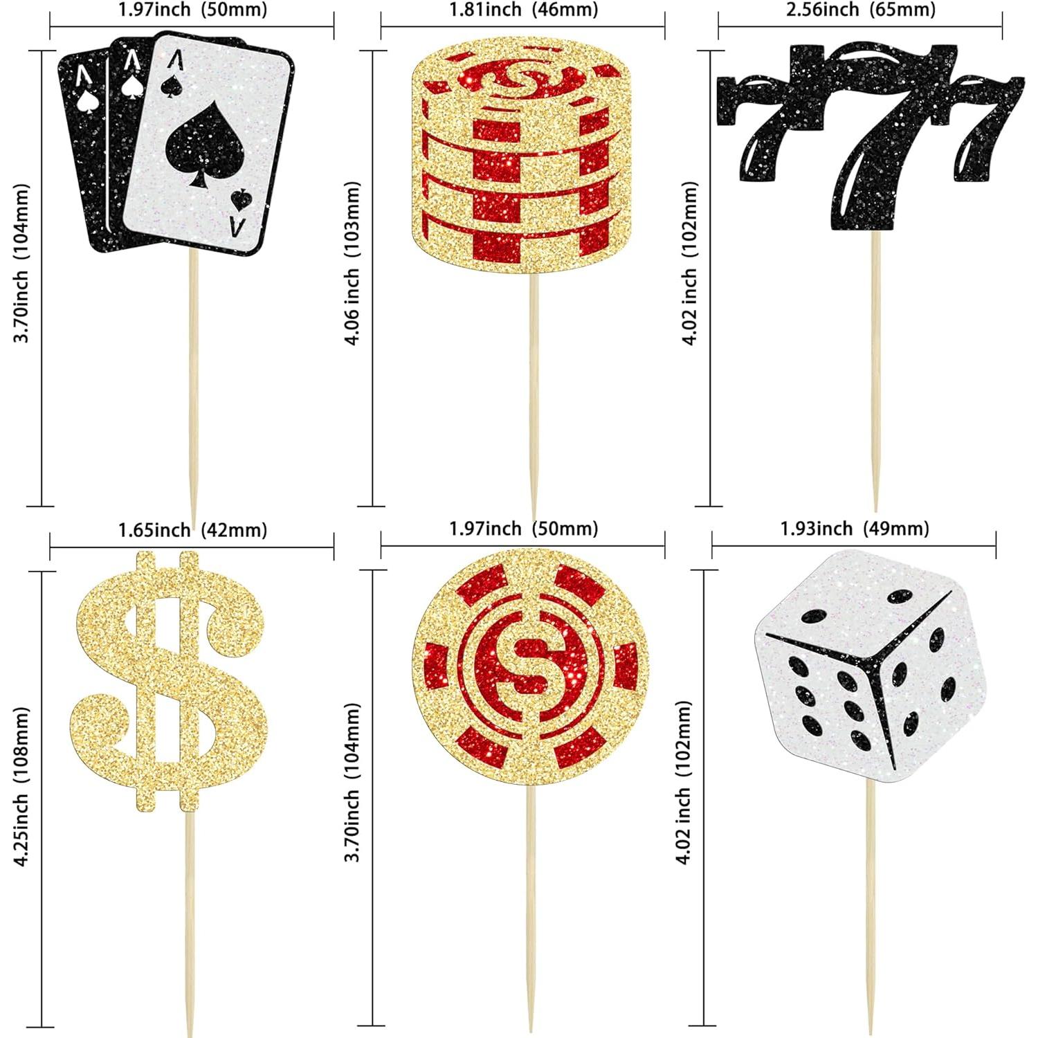 Ephlyn 24 Toppers de Cupcake Tema Póker Decoración Fiesta