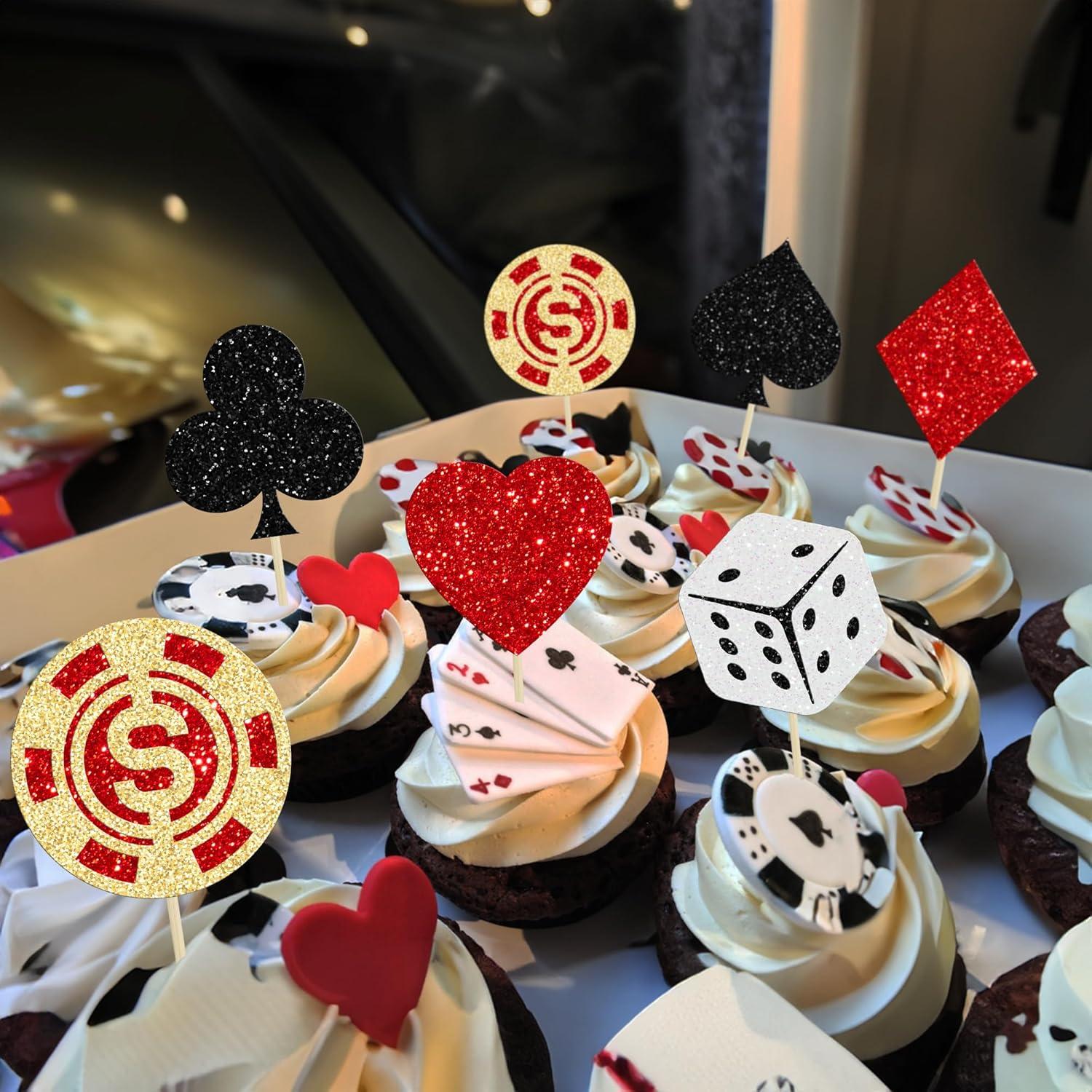 Ephlyn 24 Piezas Decoraciones para Cupcakes Casino Las Vegas