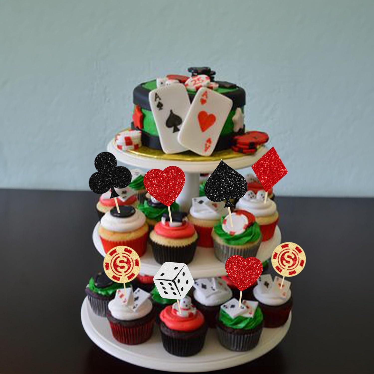 Ephlyn 24 Piezas Decoraciones para Cupcakes Casino Las Vegas