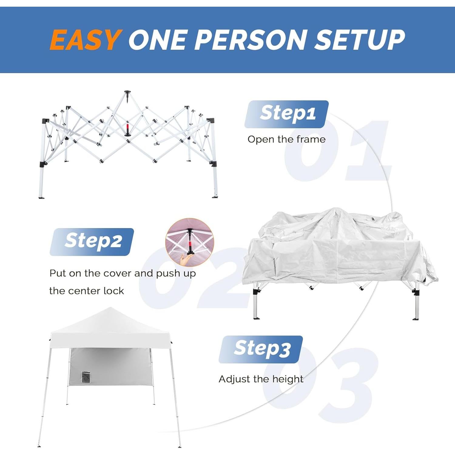 Carpa Plegable VINGLI 1.83x1.83m con Panel Lateral y Mochila