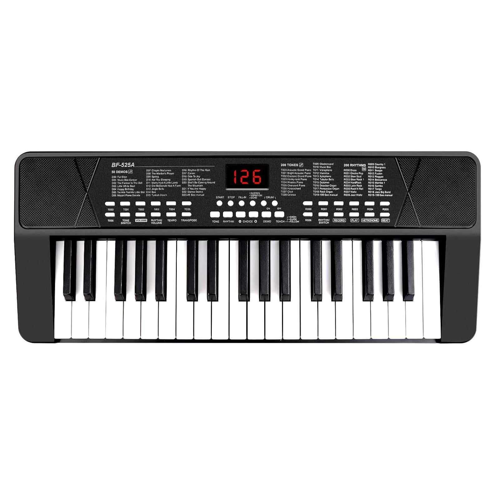 Teclado Electrónico M SANMERSEN 37 Teclas Portátil Negro