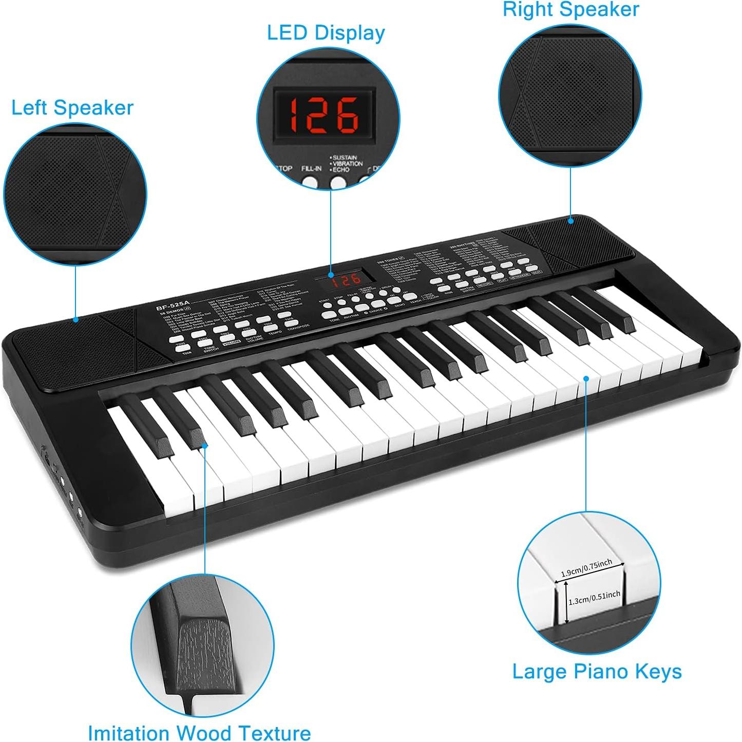 Teclado Electrónico M SANMERSEN 37 Teclas Portátil Negro