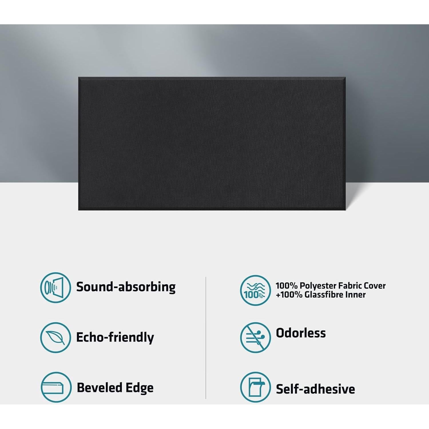 Paneles Acústicos UMIACOUSTICS 2 PCS Autoadhesivos 60x30cm Negro