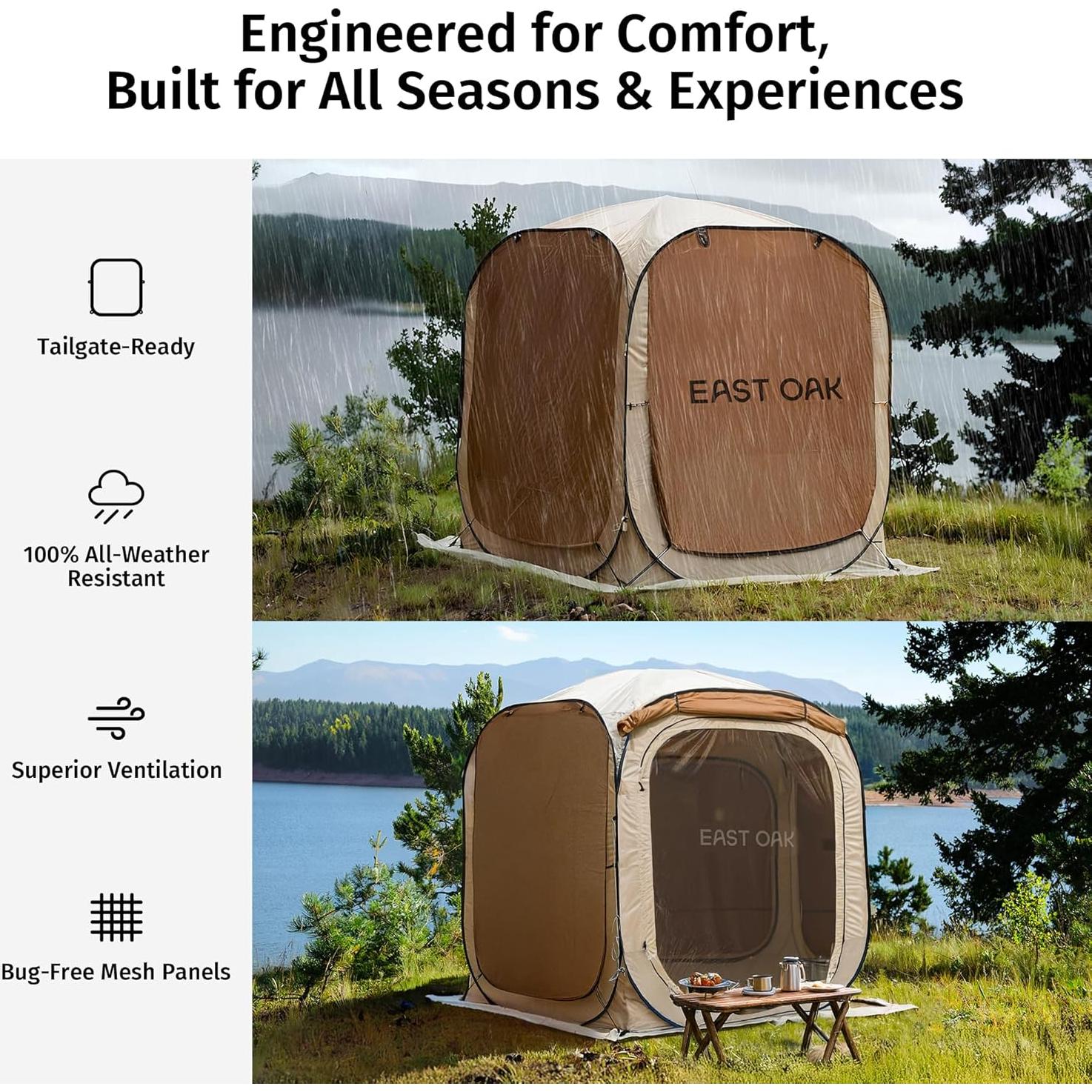 Carpa Pop Up East Oak 3.34m² Beige para Camping y Playa