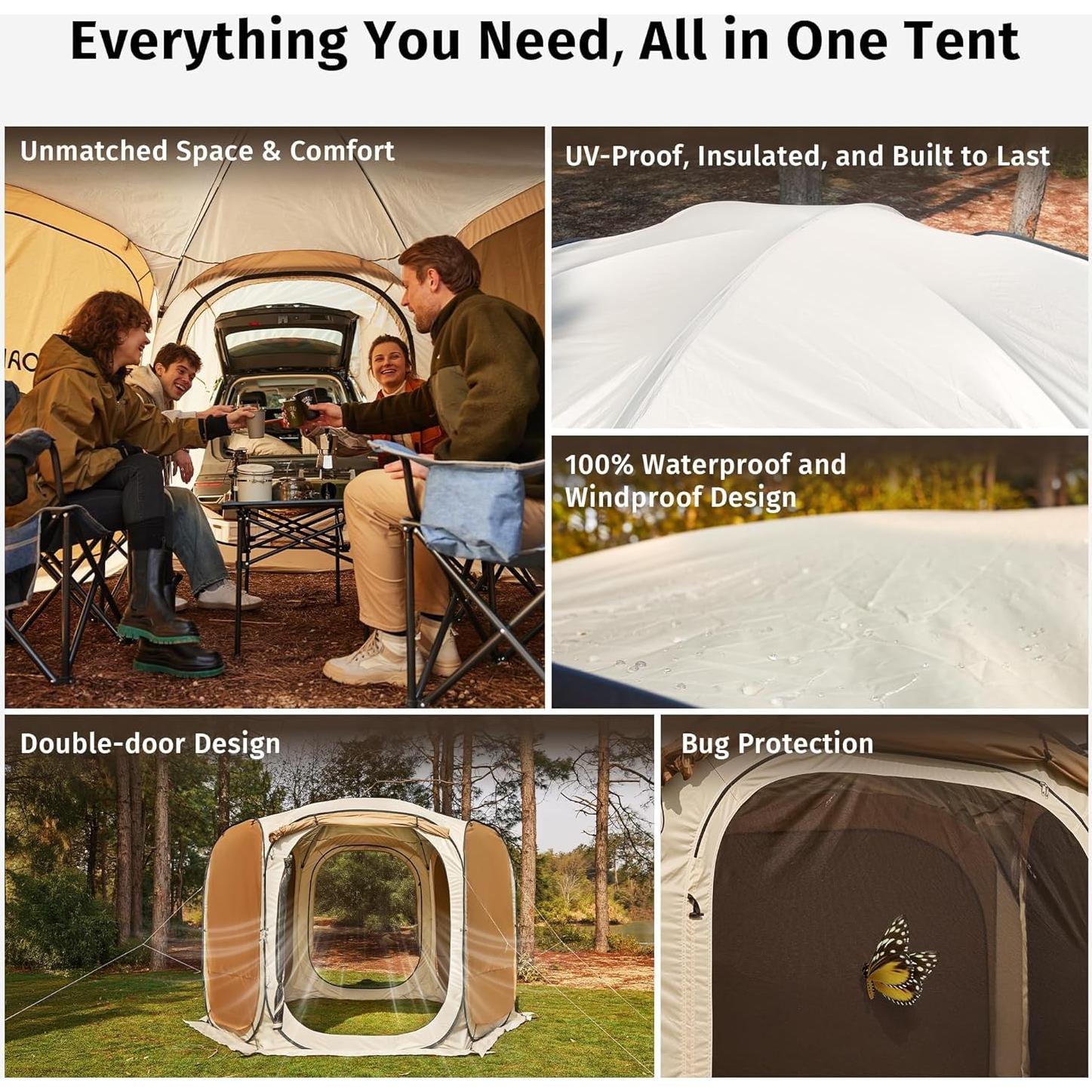 Carpa Pop Up East Oak 3.34m² Beige para Camping y Playa