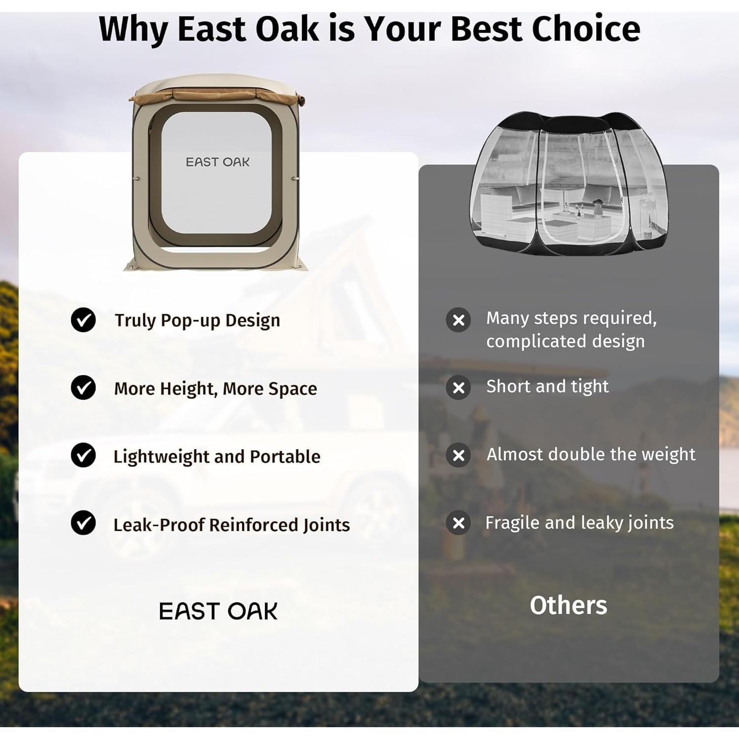 Carpa Pop Up East Oak 3.34m² Beige para Camping y Playa