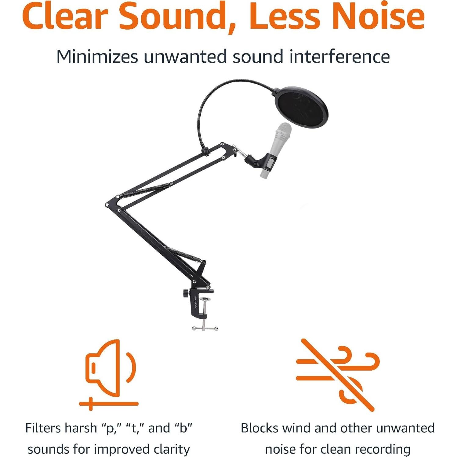 Soporte de Micrófono Ajustable Amazon Basics con Filtro Antipop 35.56 cm