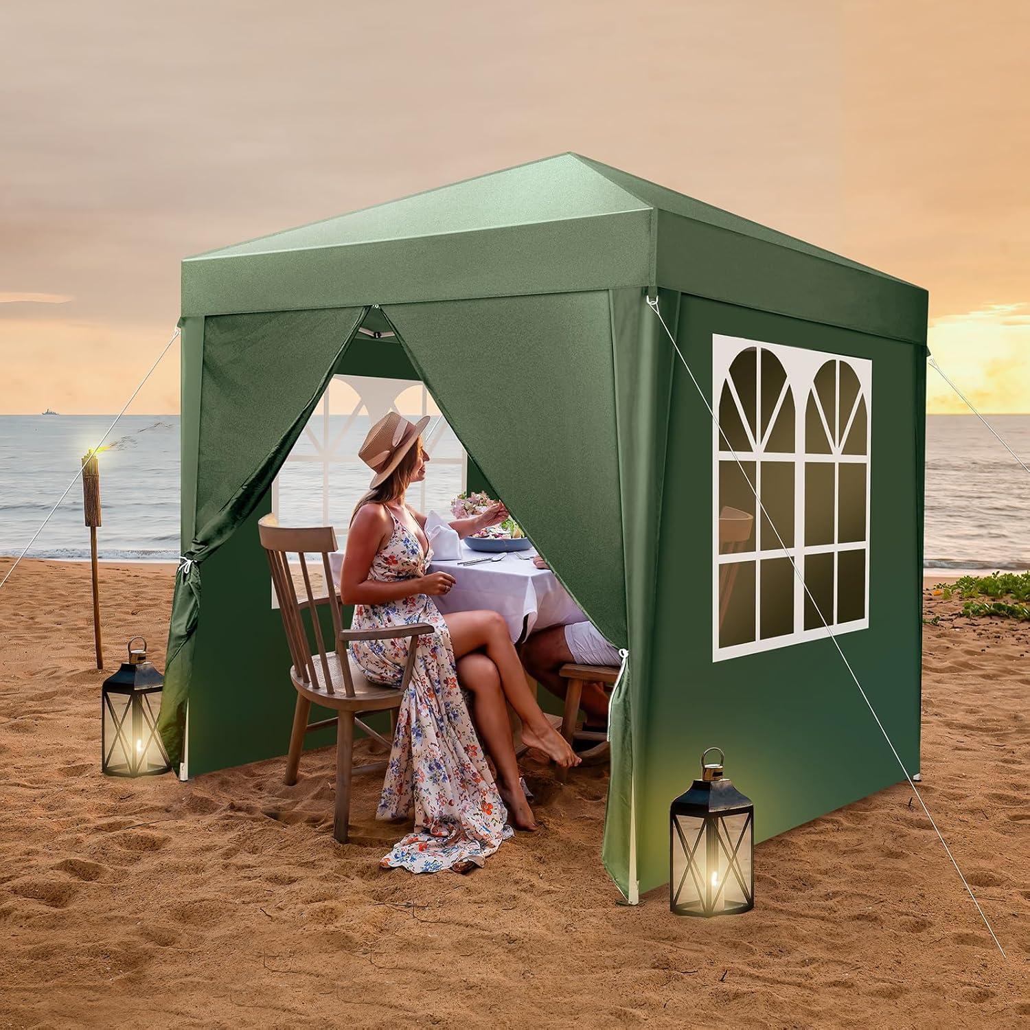 Carpa Pop Up 1.98x1.98m ATOVER Verde Impermeable con Paredes