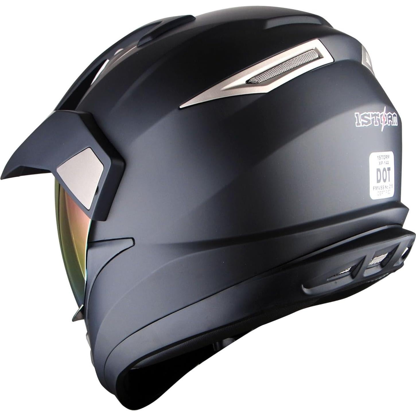 Casco Motocicleta 1Storm HGXP14A Doble Deporte Negro Mate