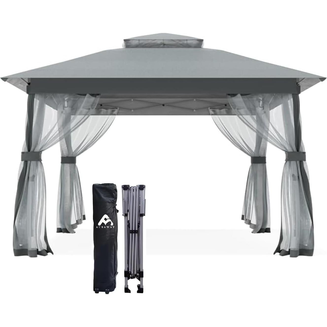 Gazebo AURAWAY 3.35x3.35m Impermeable con Pantalla Insectos