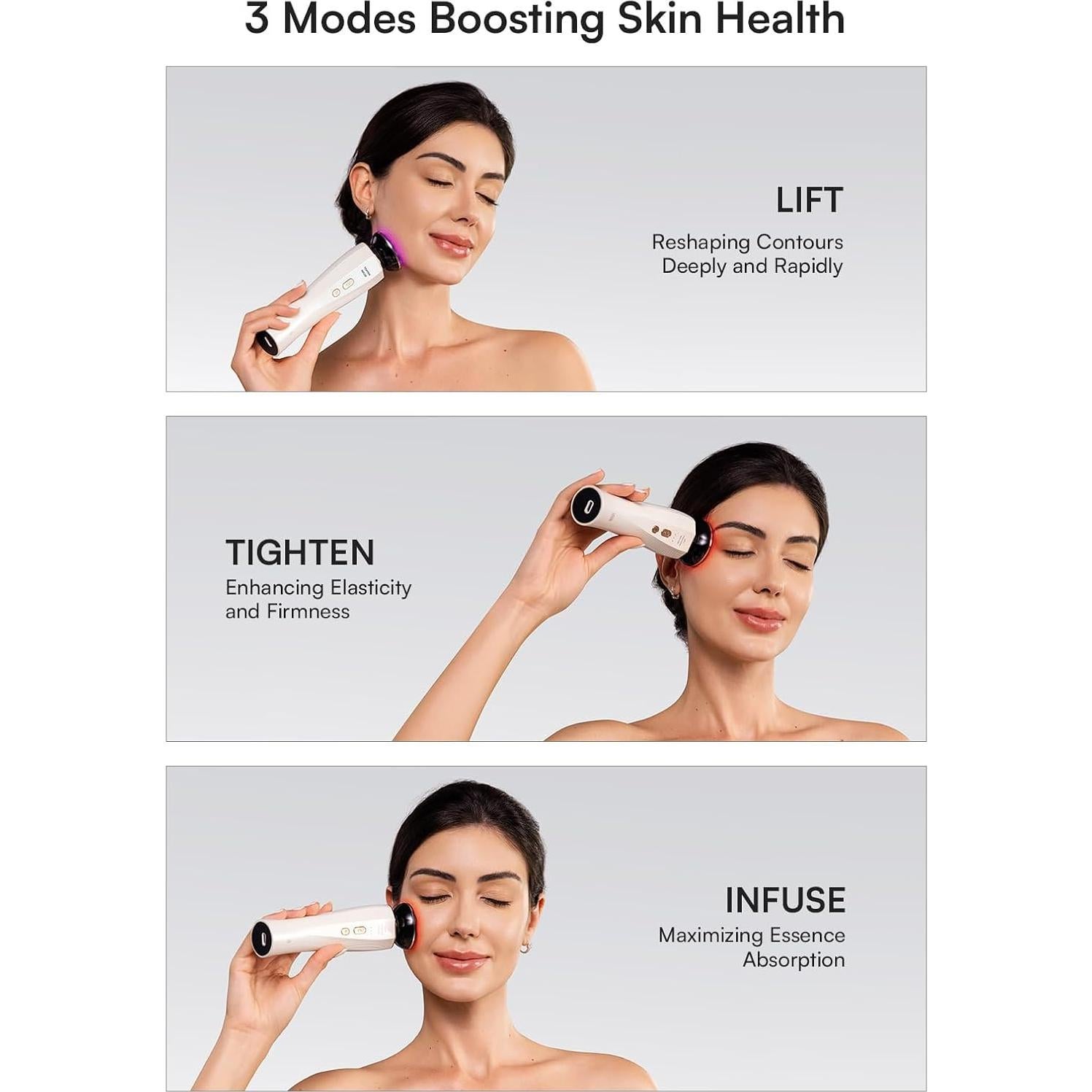 Masajeador Facial INIA 3 en 1 Microcorriente y Luz Roja