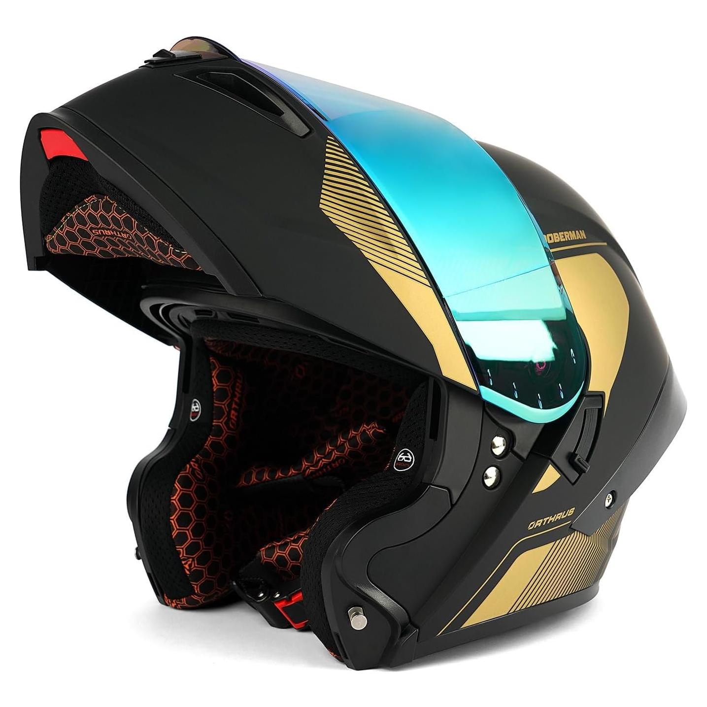 Casco Modular Orthrus OTS Dobermann Oro - LED, DOT, Unisex