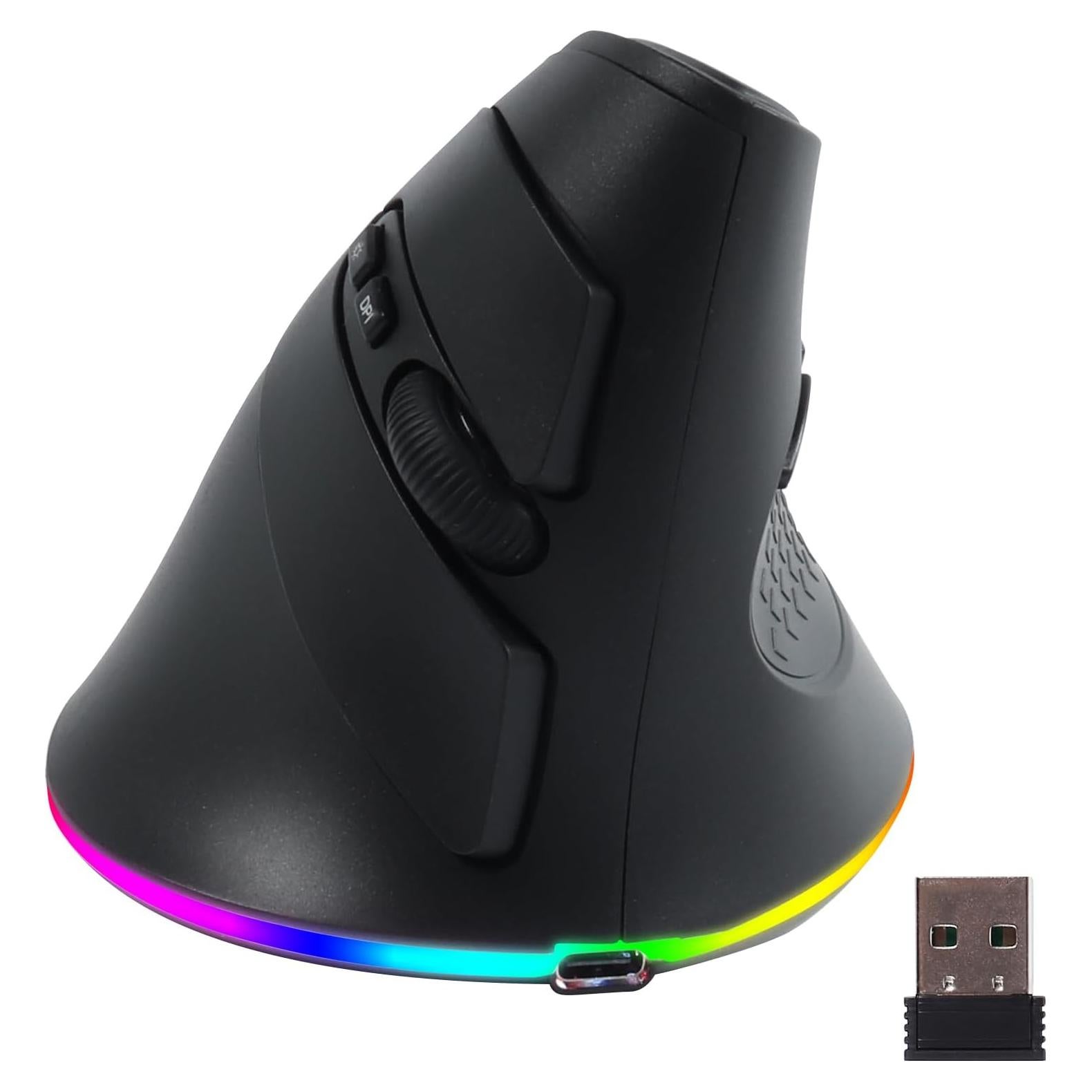 Ratón Vertical Inalámbrico Ergonómico SVJEFY Negro 3 DPI RGB
