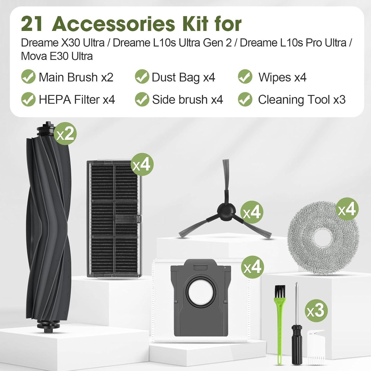 21 Piezas Repuesto Dreame X30 Ultra / L10s Ultra Gen2 / Mova E30