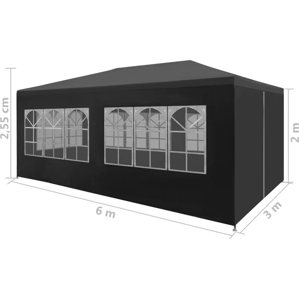 Carpa de Fiesta KCCKOM 3x6m Antracita Resistente UV y Agua
