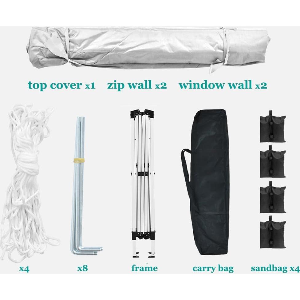 Carpa Plegable 10x10 VENBER Blanca con Paredes Removibles