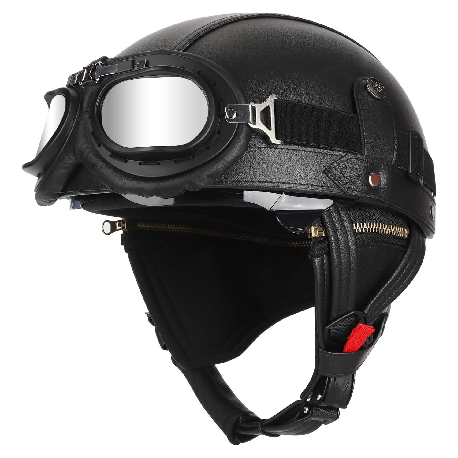 Casco de motocicleta Senhill estilo alemán M/L con gafas