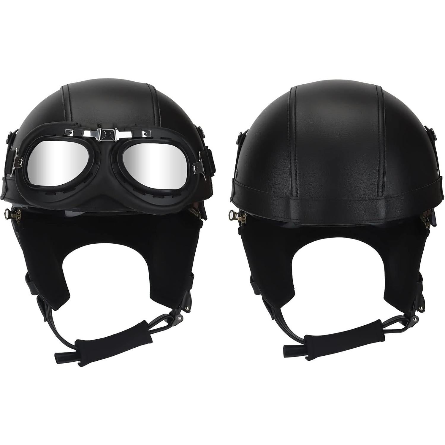 Casco de motocicleta Senhill estilo alemán M/L con gafas
