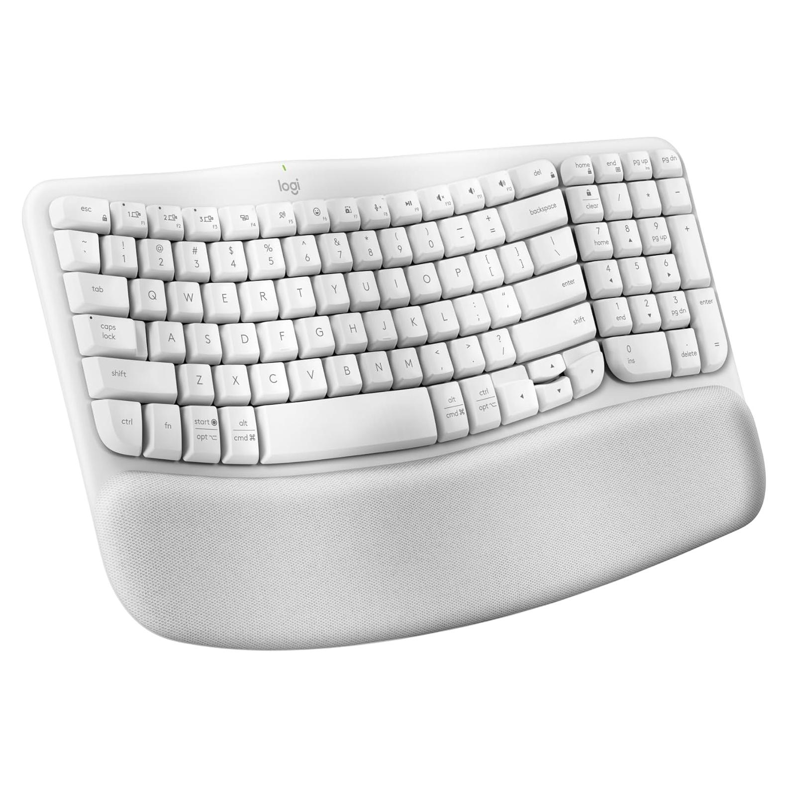 Teclado Ergonómico Inalámbrico Logitech Wave Keys - Blanco