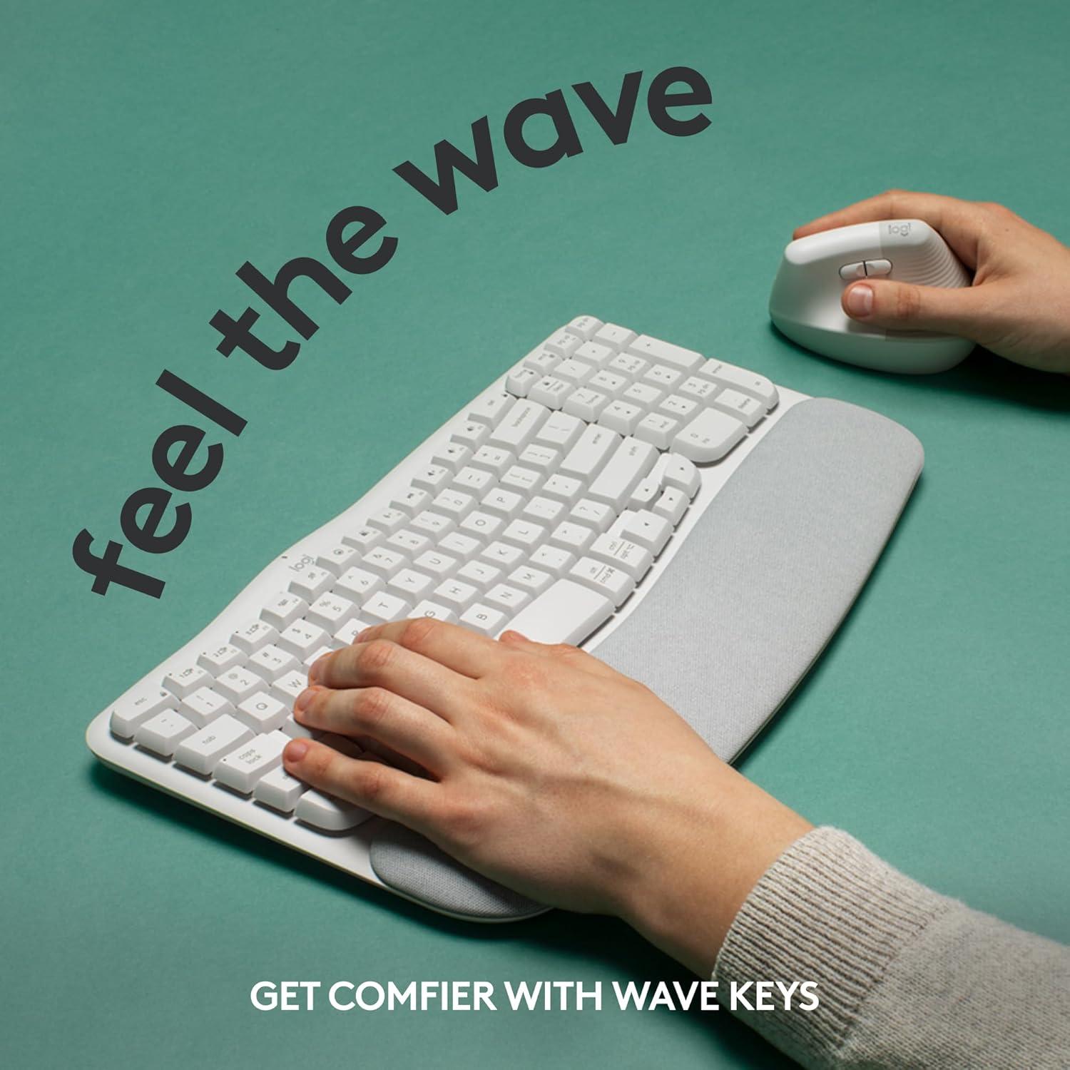 Teclado Ergonómico Inalámbrico Logitech Wave Keys - Blanco