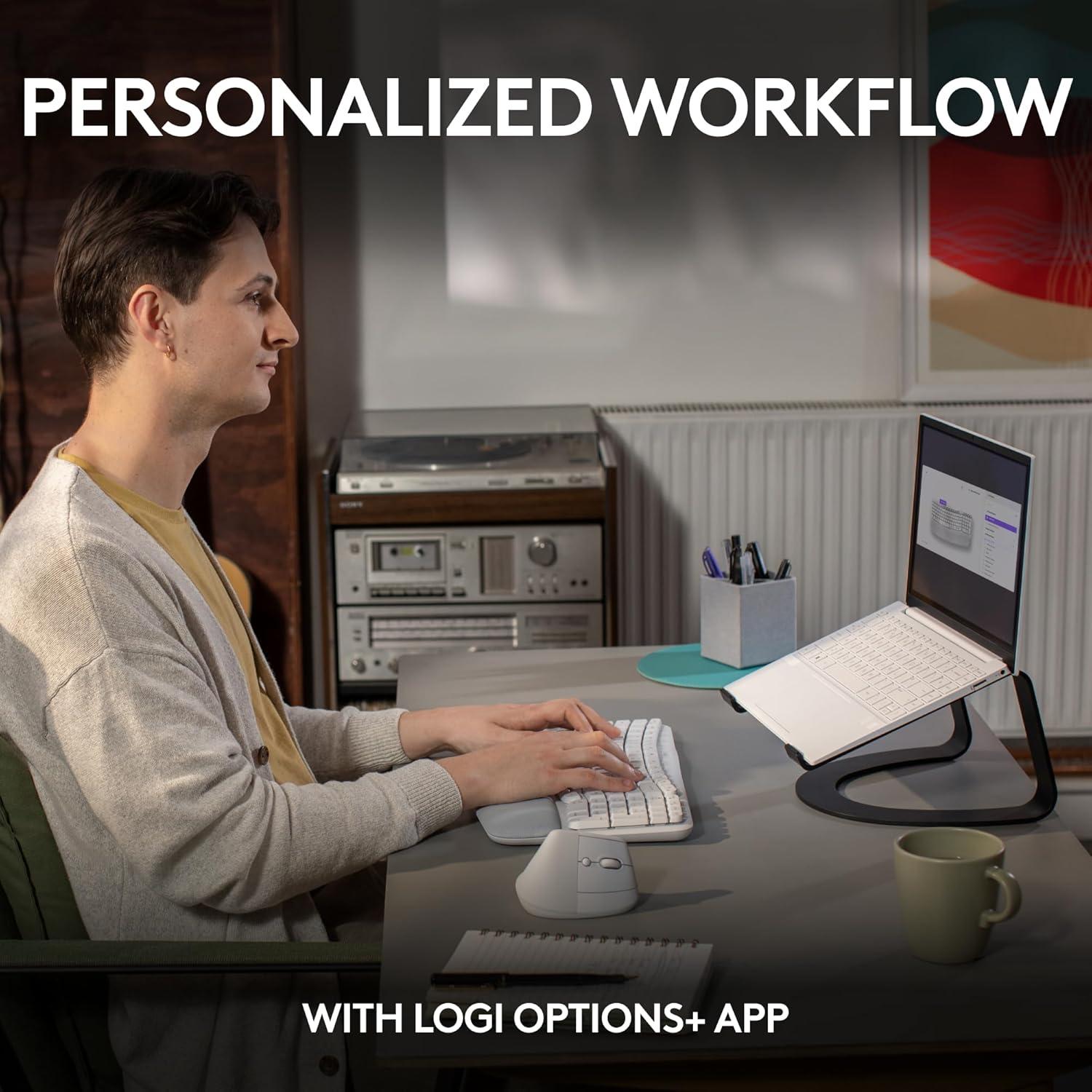 Teclado Ergonómico Inalámbrico Logitech Wave Keys - Blanco