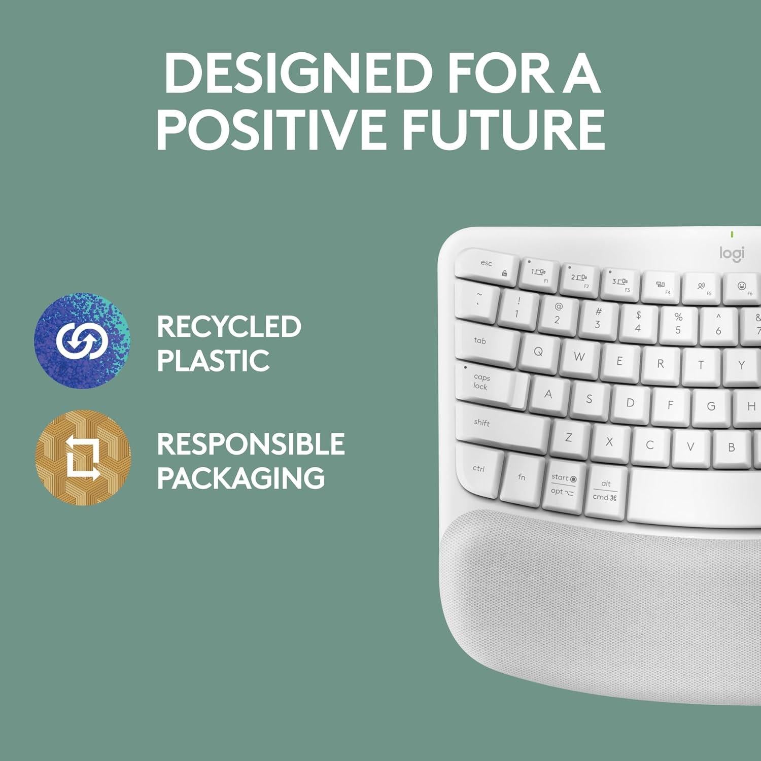 Teclado Ergonómico Inalámbrico Logitech Wave Keys - Blanco