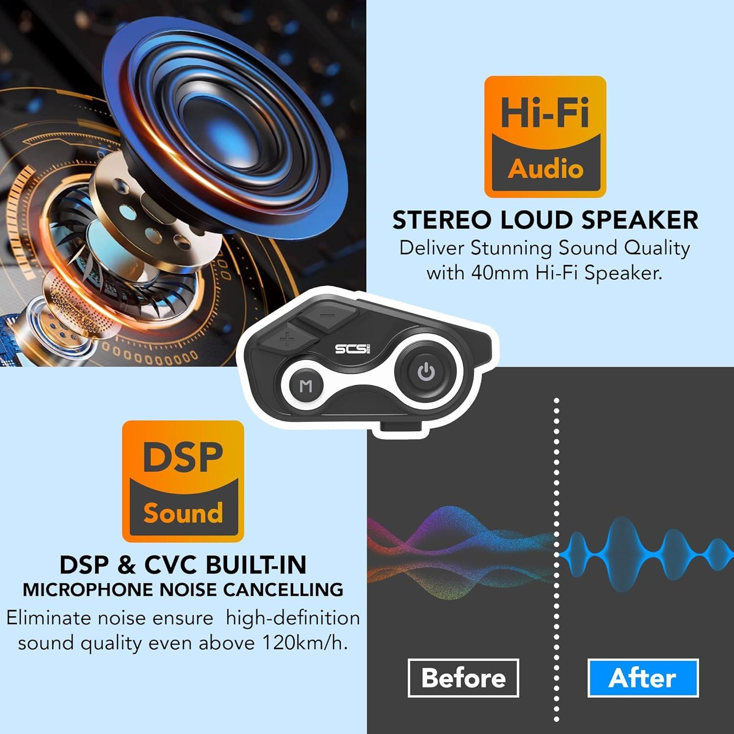 Intercomunicador Bluetooth SCSETC S8X para Motocicleta IP67