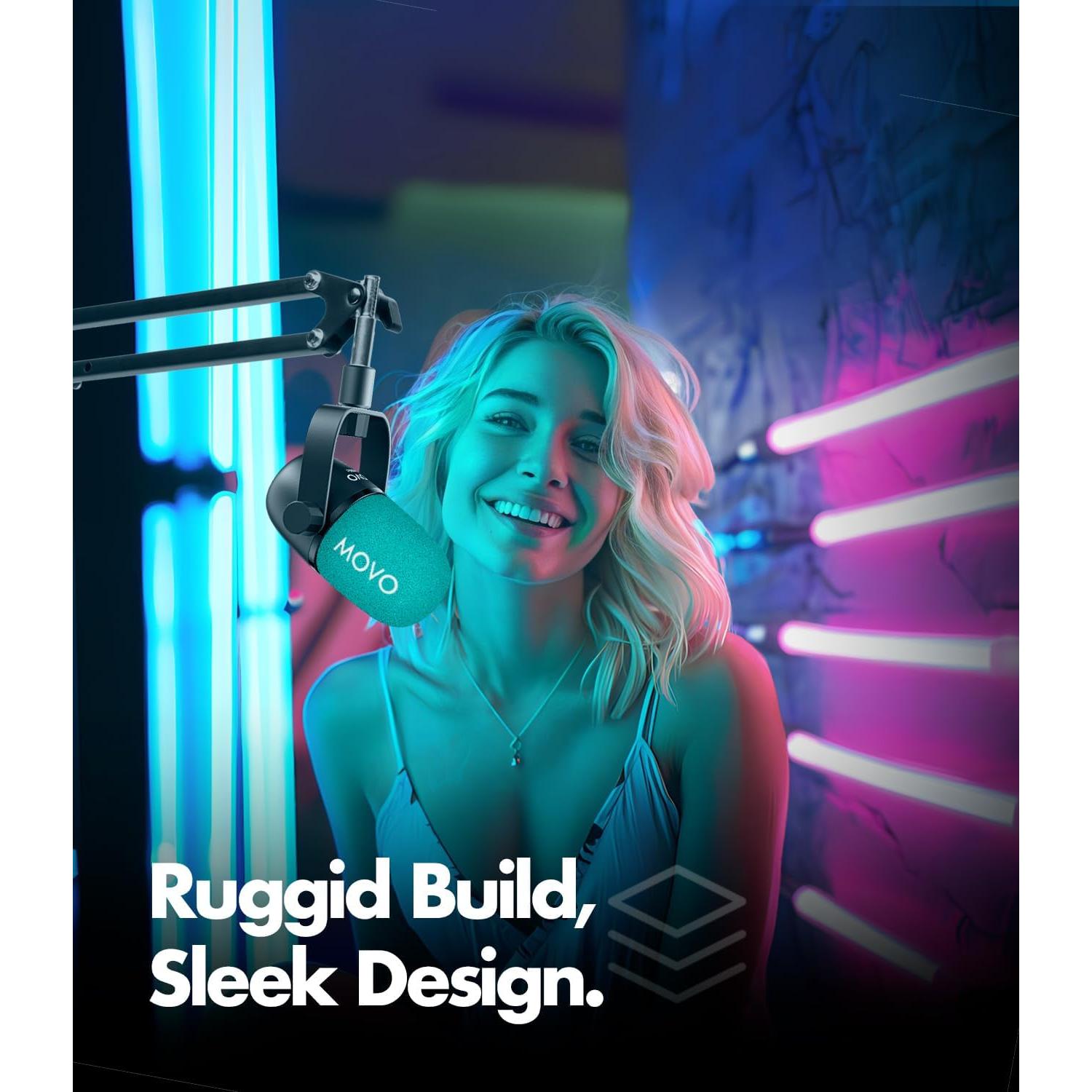 Kit de Podcast Movo MDX-1 con 2 Micrófonos Dinámicos y Brazos