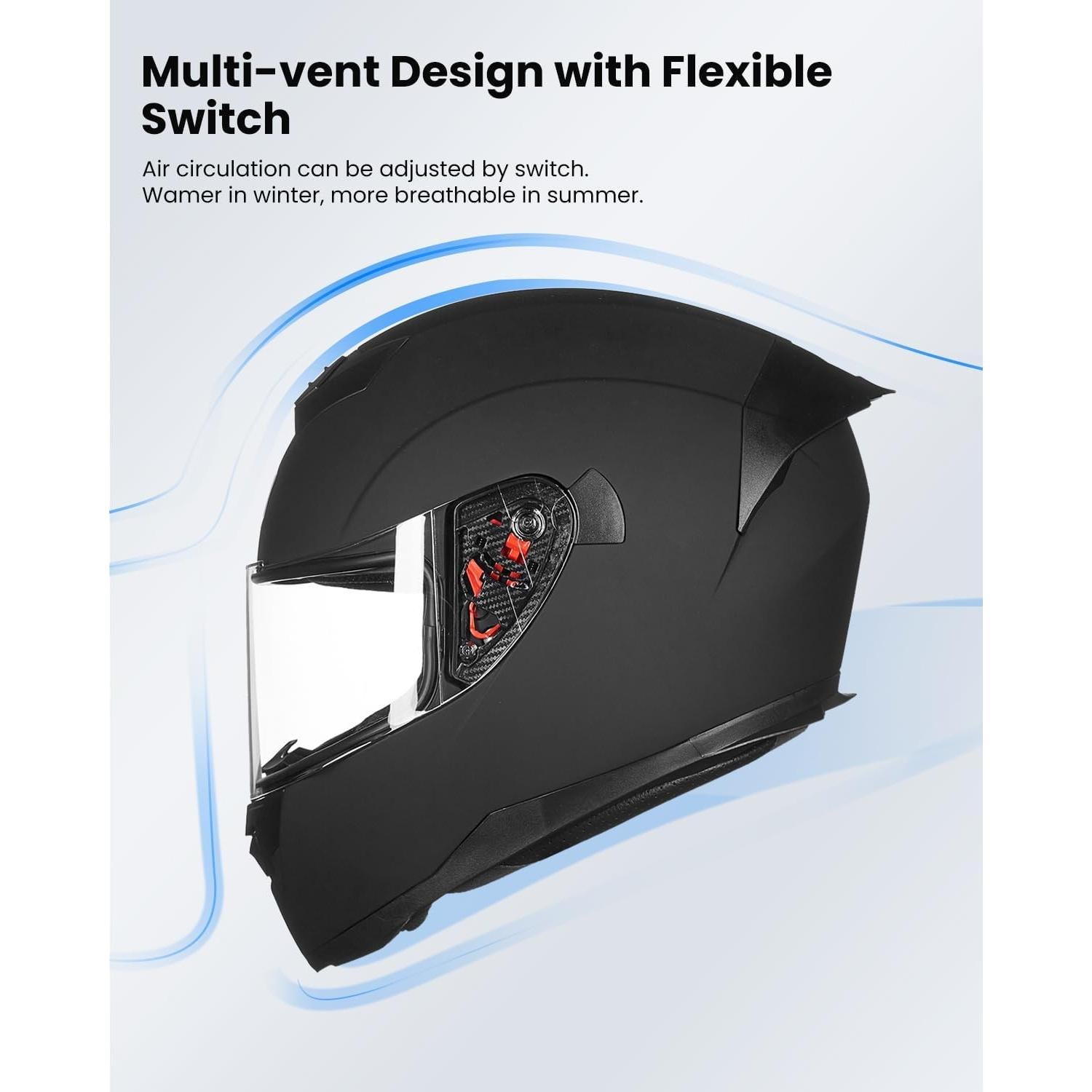 Casco ILM-317 Motocicleta Completo Negro Mate L