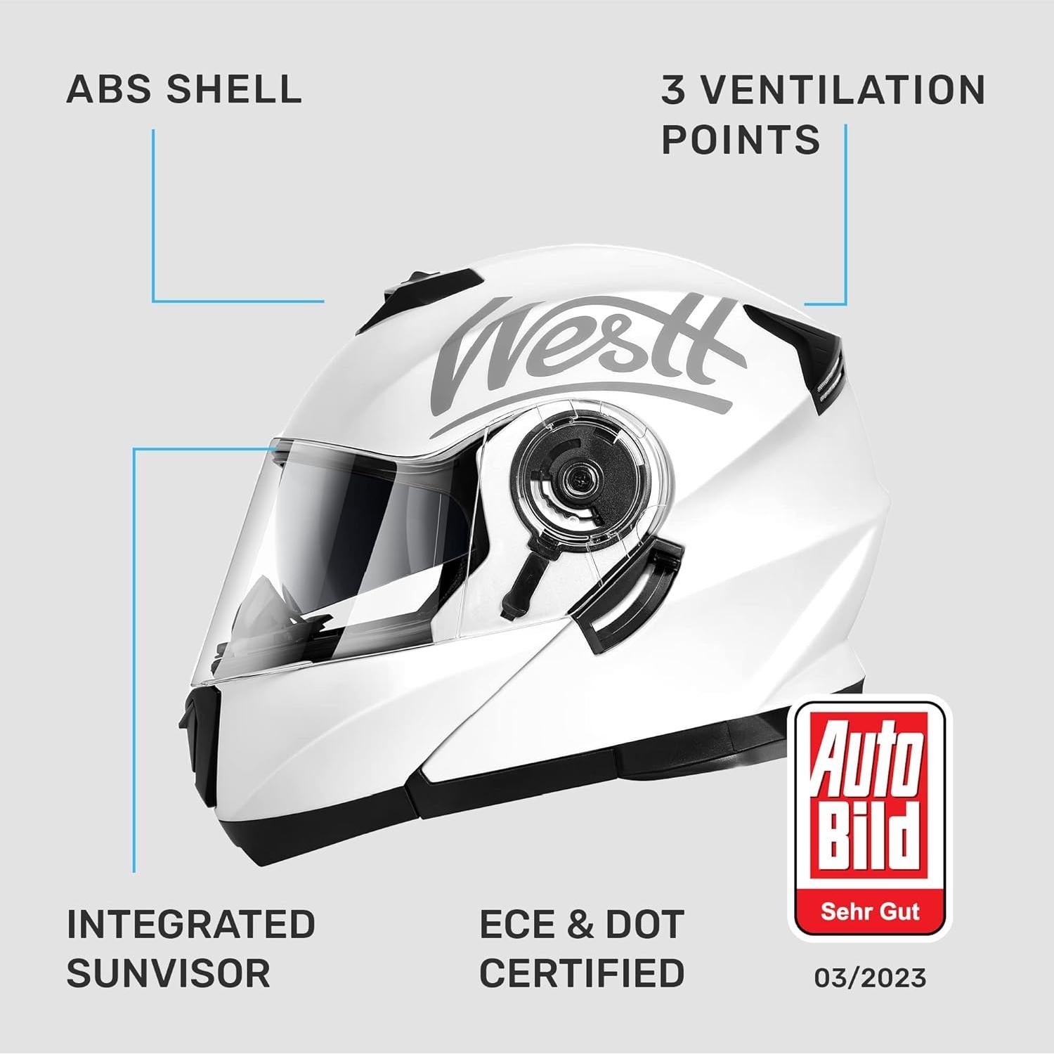 Casco Modular Westt W-203 para Motocicleta - Doble Visera