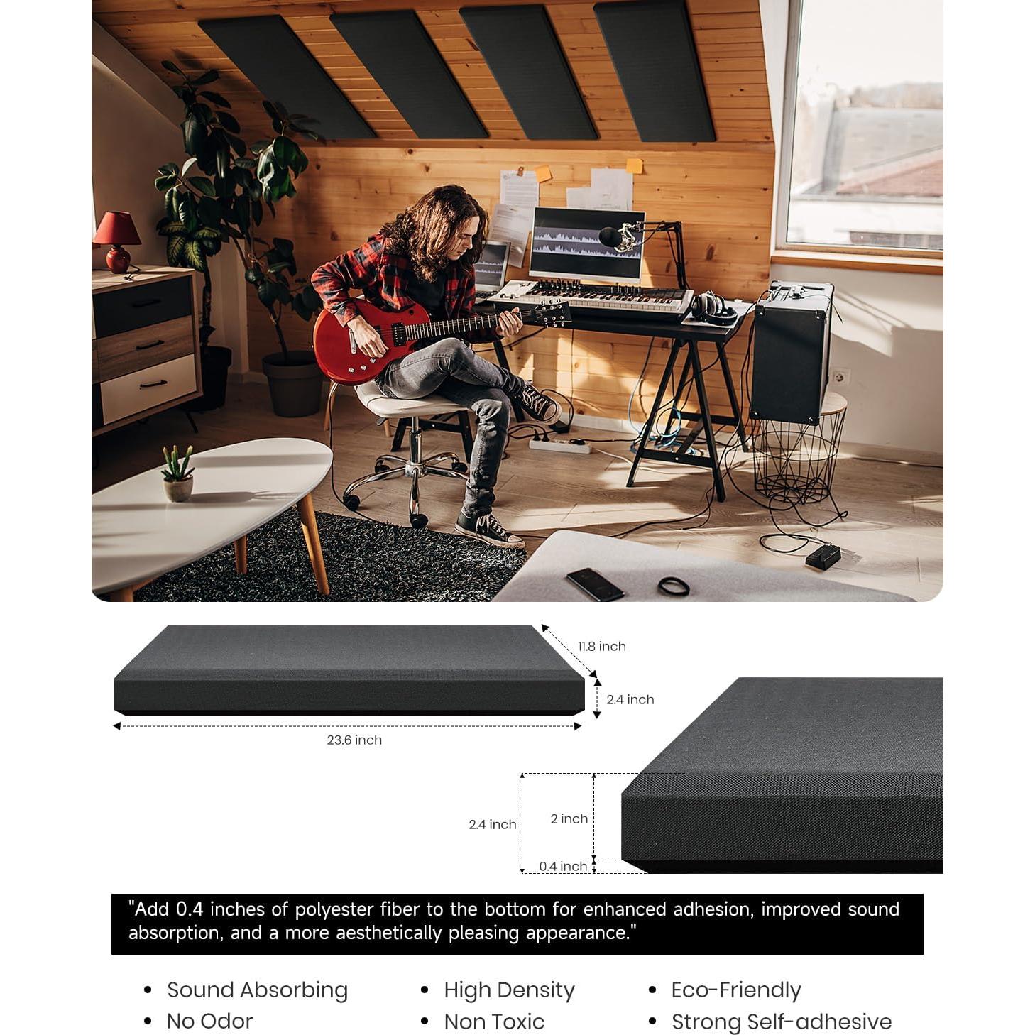 Paneles Acústicos Moukey 4 PCS 60x30 cm Aislantes Sonido Negro