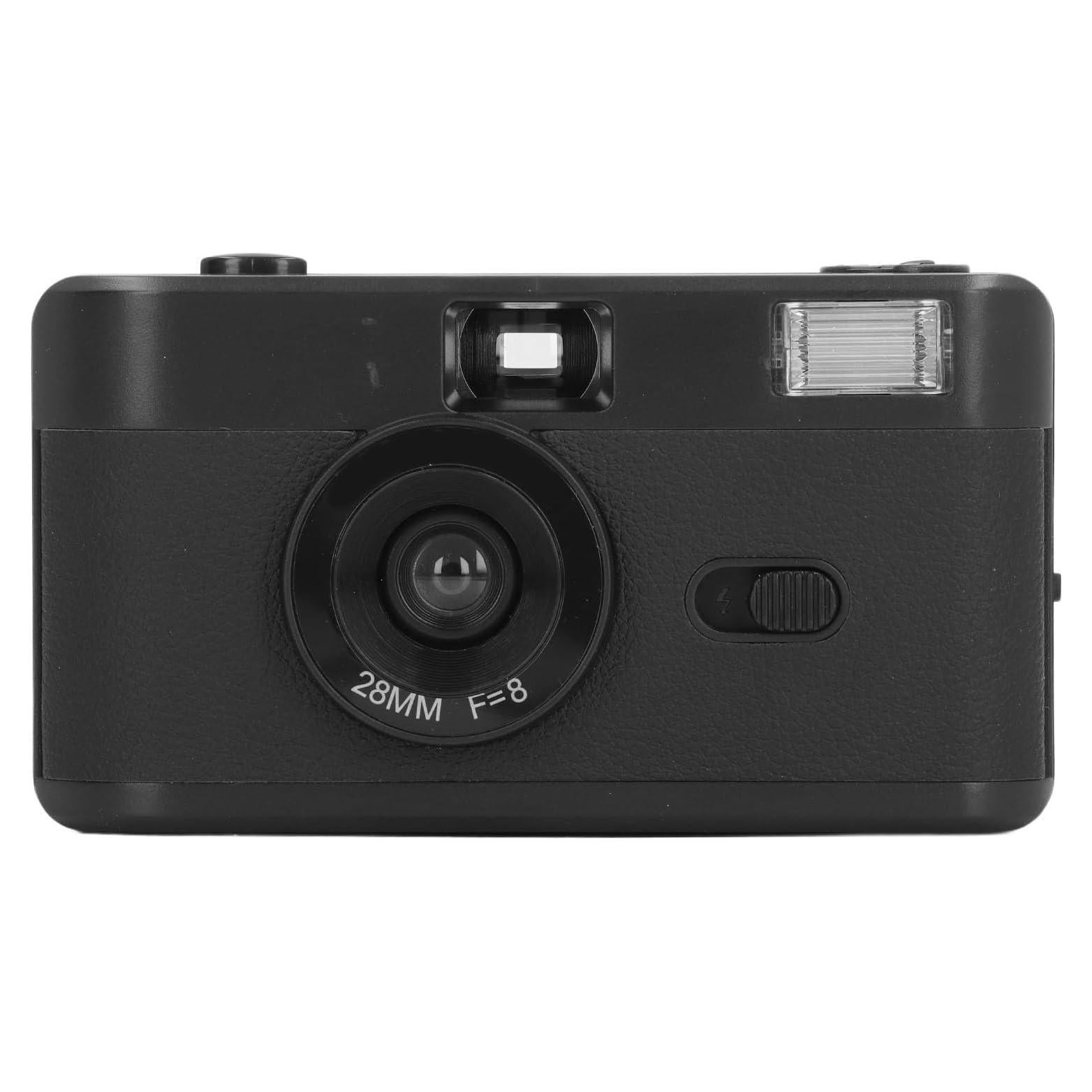 Disposable Film Camera 35 mm, Reusable Lightweight Retro Film Camera with Built in Flash, 28MM F/8 Lens, Full Manual Setting (Black)