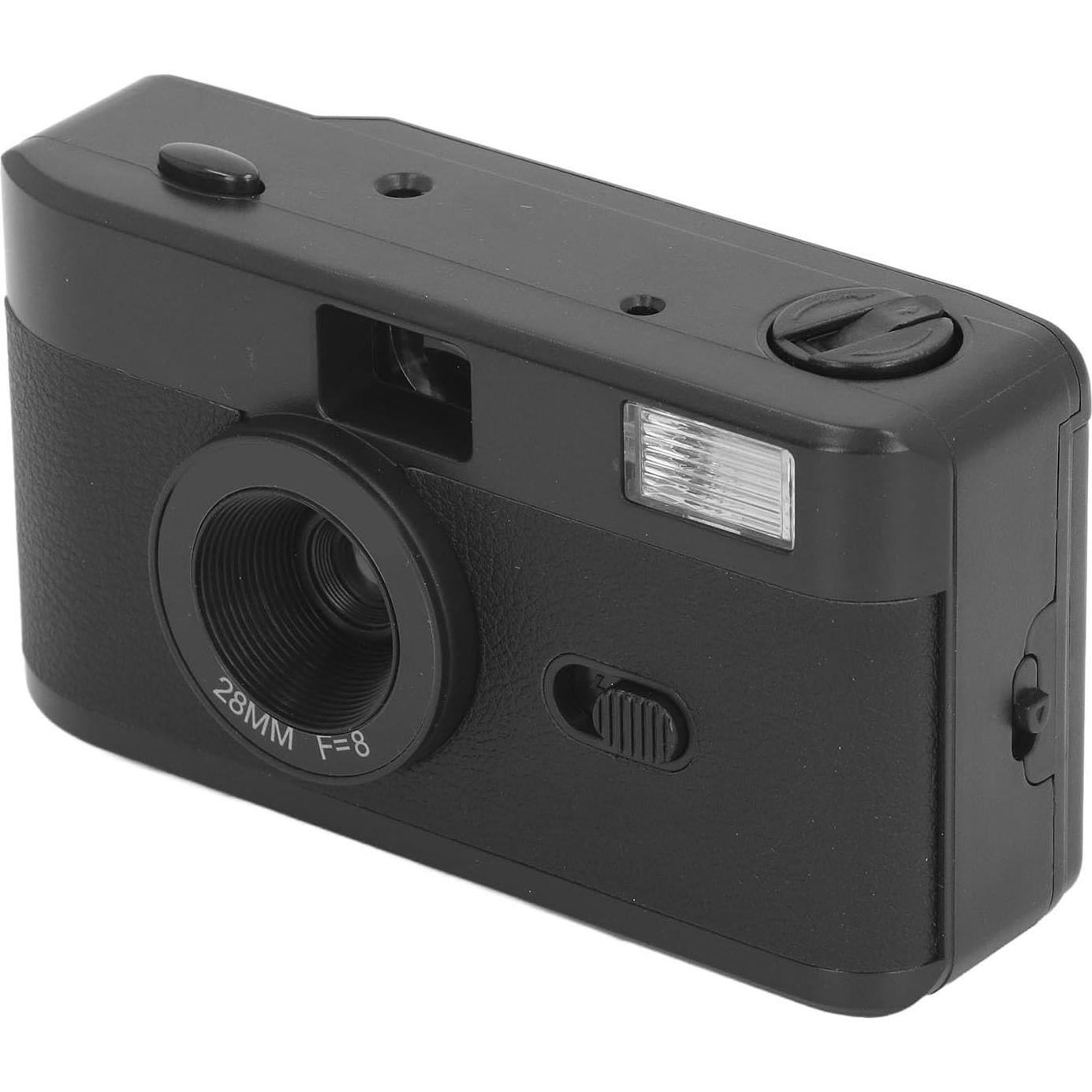 Disposable Film Camera 35 mm, Reusable Lightweight Retro Film Camera with Built in Flash, 28MM F/8 Lens, Full Manual Setting (Black)