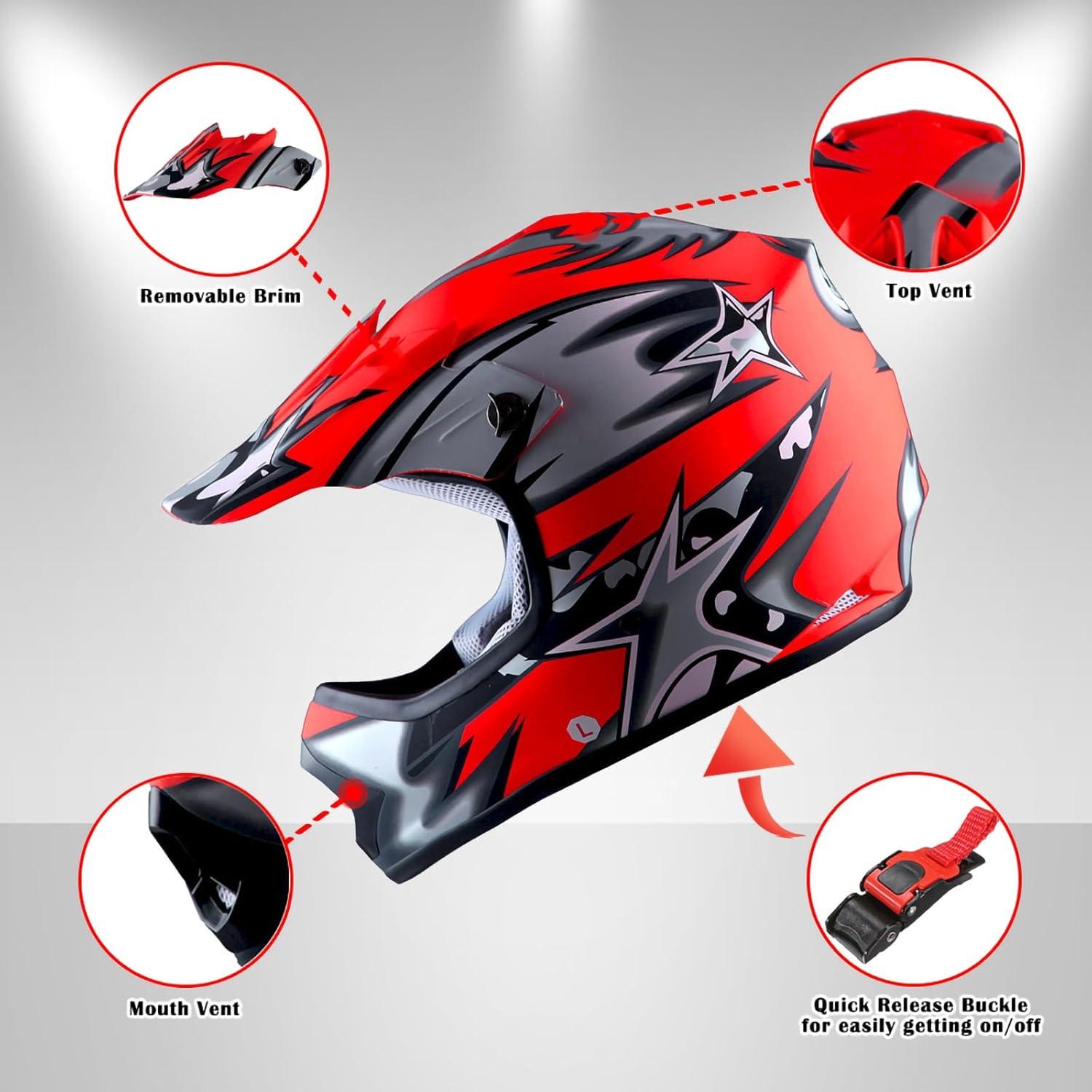 Casco de Motocross 1Storm HBOY para Niños S 49-50 CM
