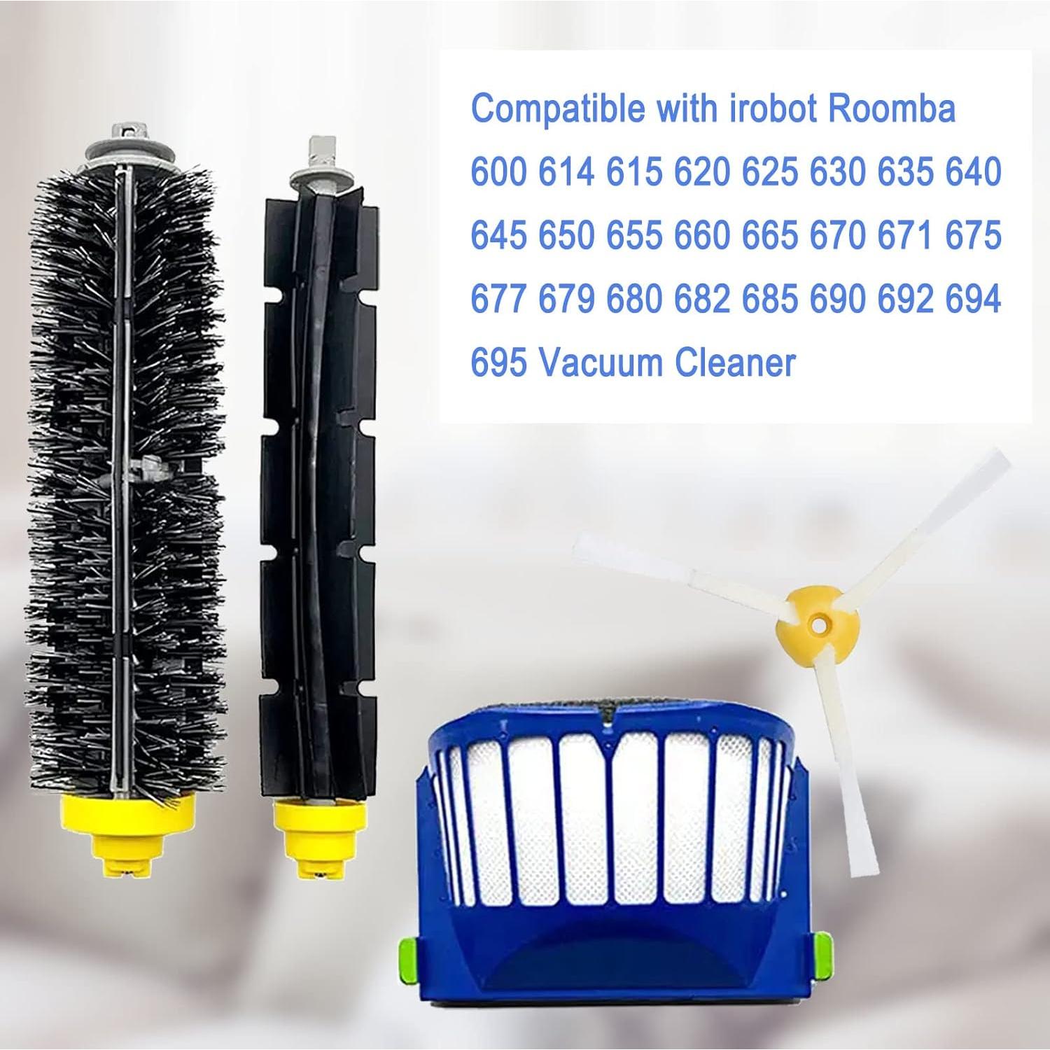 Kit de Repuesto iRobot Roomba 600 675 692 694 690 680 660 651 650 614 610 500 - 8 Cepillos Laterales, 2 Principales, 6 Filtros