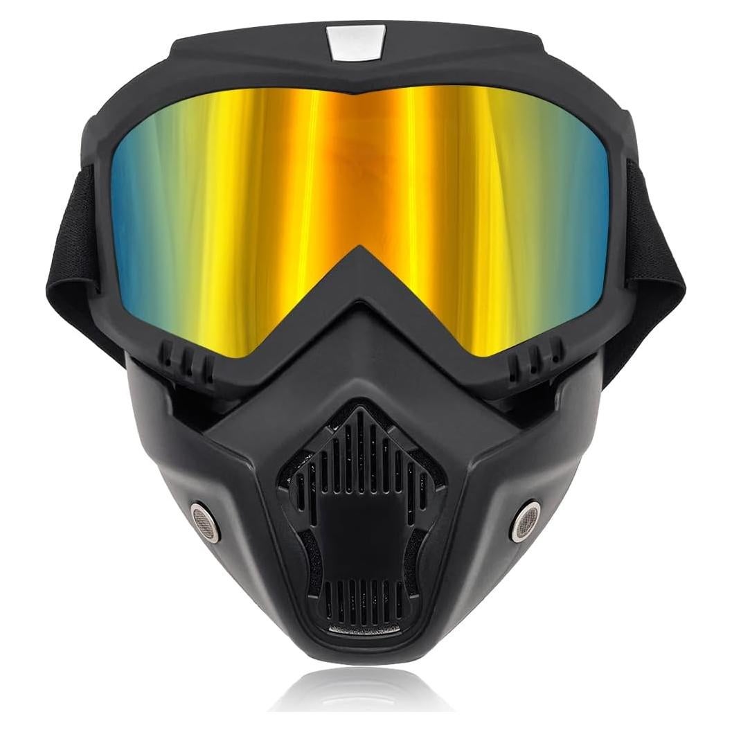 Gafas de Motocicleta Povtii con Máscara Facial Removible