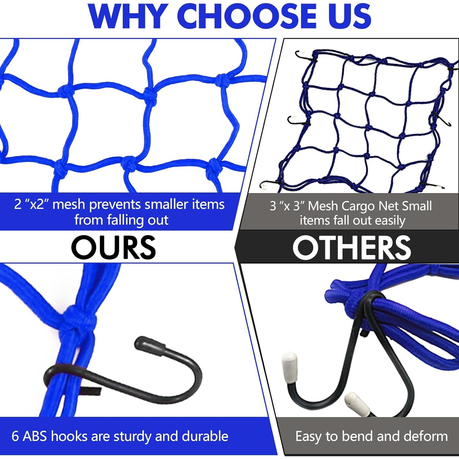 Red de Carga Elástica Wogomz 15x15 cm para Motocicleta