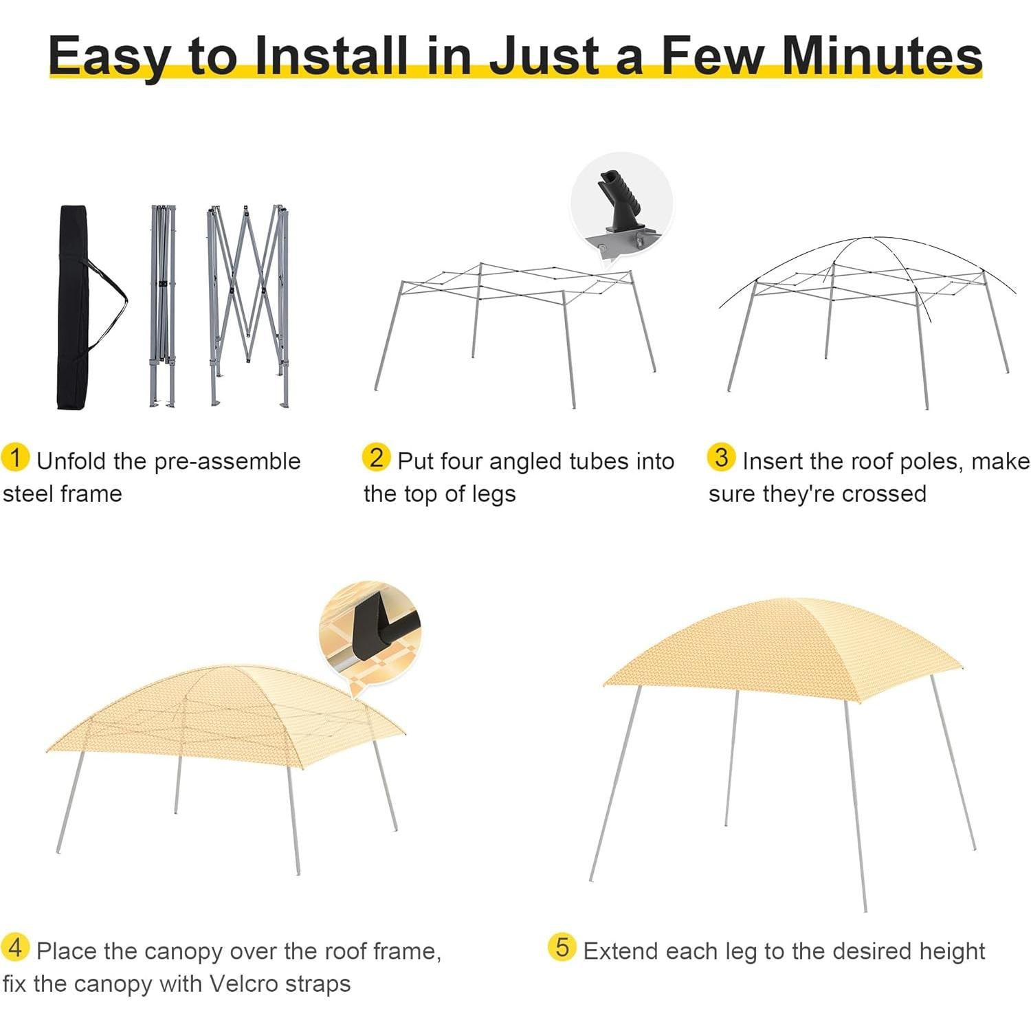 Carpa de Fiesta GOJOOASIS EZ Pop Up 2.44m x 2.44m Naranja