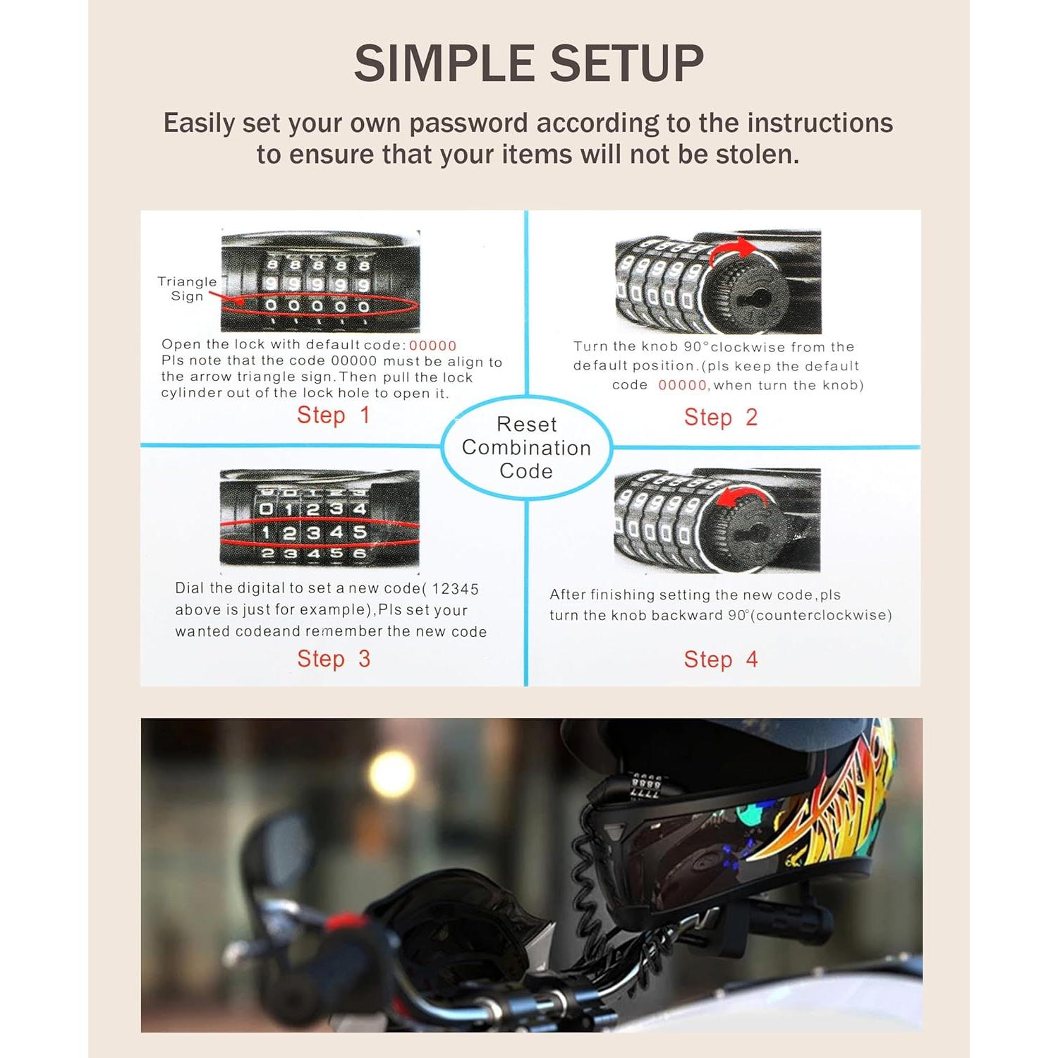 Candado de Combinación para Casco de Motocicleta Bylikeho Negro