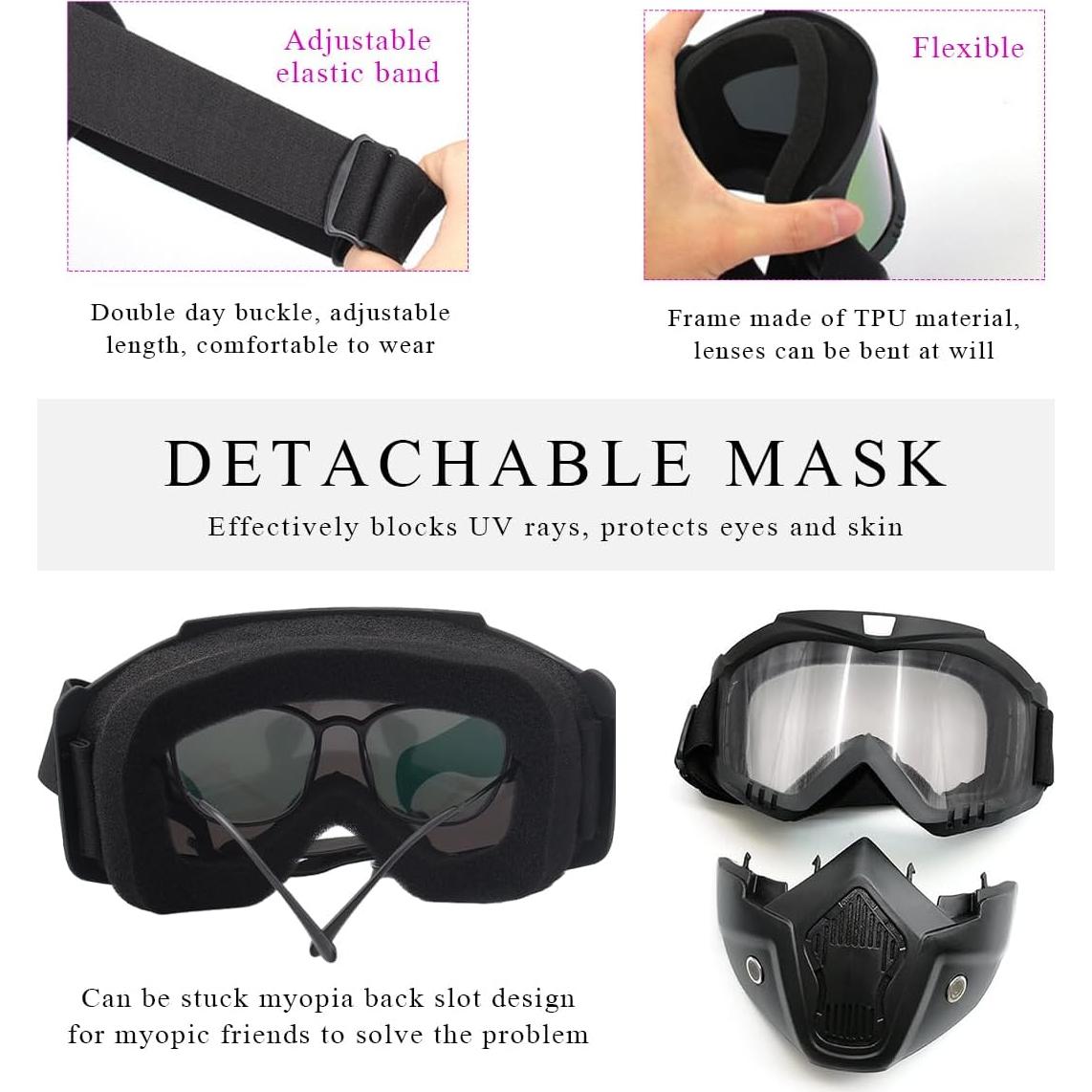 Gafas de Motocross DXNQ Casco Anti-UV Ajuste Universal