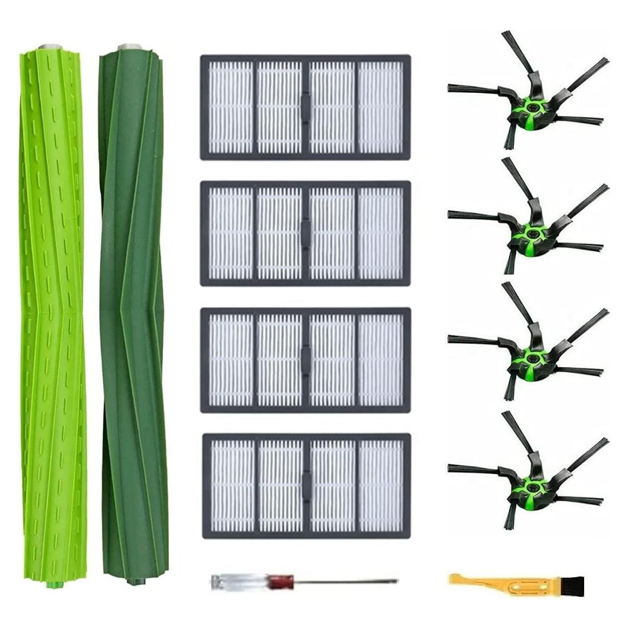 Kit de Repuesto ANBOO para iRobot Roomba s9 (9150) s9+ - 4 Filtros HEPA, 4 Cepillos Laterales, 1 Juego de Cepillos de Goma