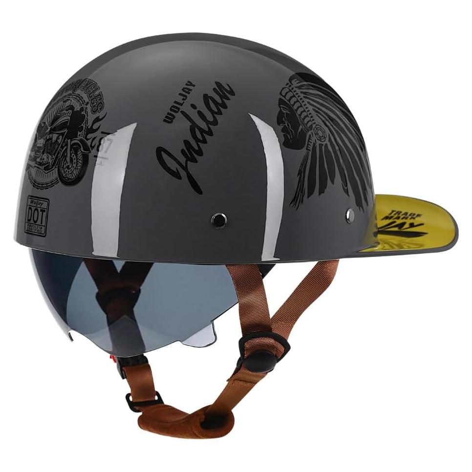 Casco de motocicleta Woljay Jr108 gris indio XX-Large