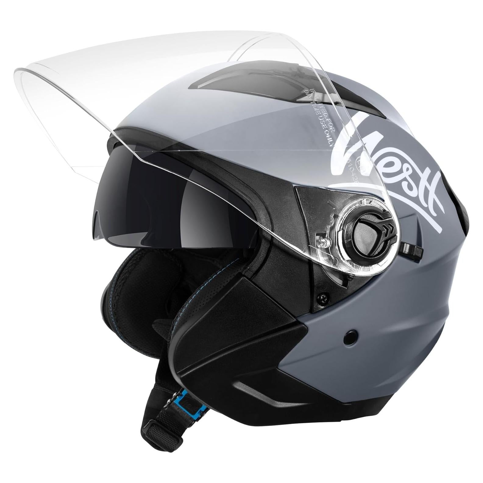 Casco Abierto Westt Jet 3/4 con Doble Visera Solar - Negro
