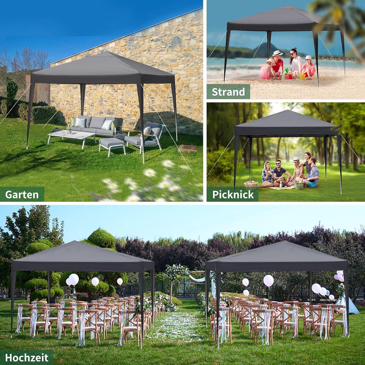 Carpa de Dosel Plegable MIIEELO 3x3m Impermeable para Eventos